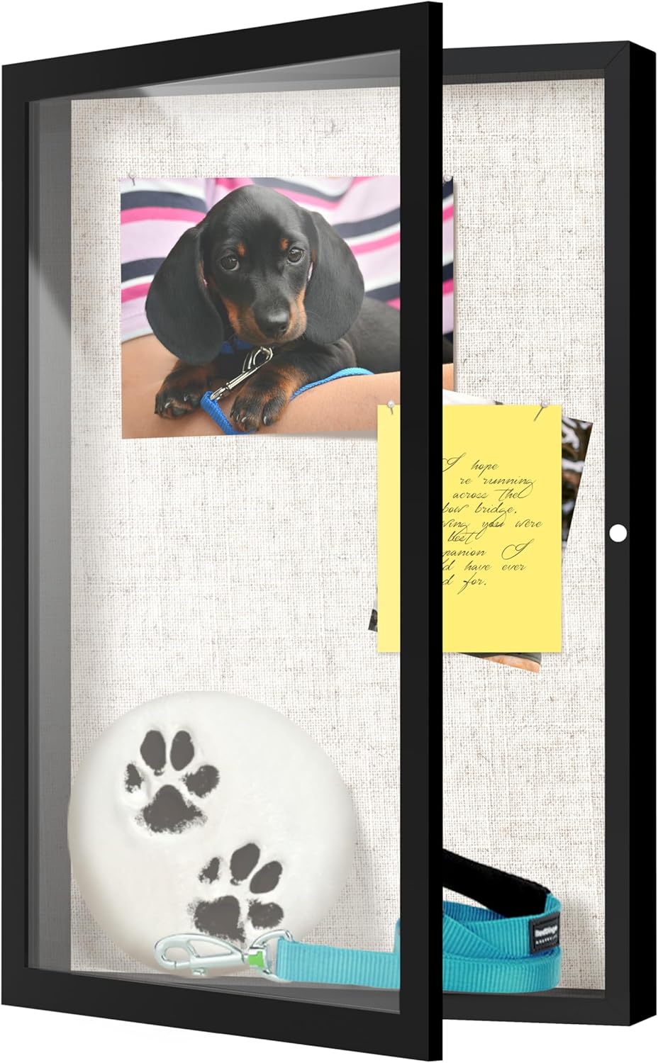 FrameWorks 12x18 Deep Shadow Box Frame, Wooden Display Case w. Linen Board & Tempered Glass Door - Matte Black - Large - Wall Mounted