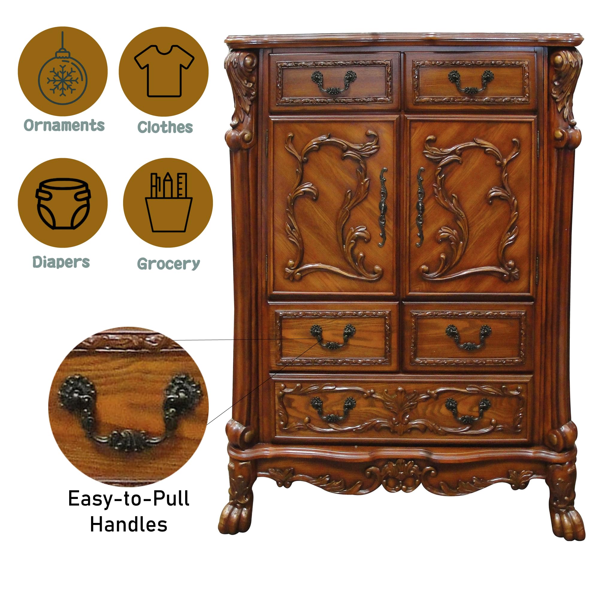 Amazon.com: Acme Dresden Chest - 12146 - Cherry Oak : Home & Kitchen