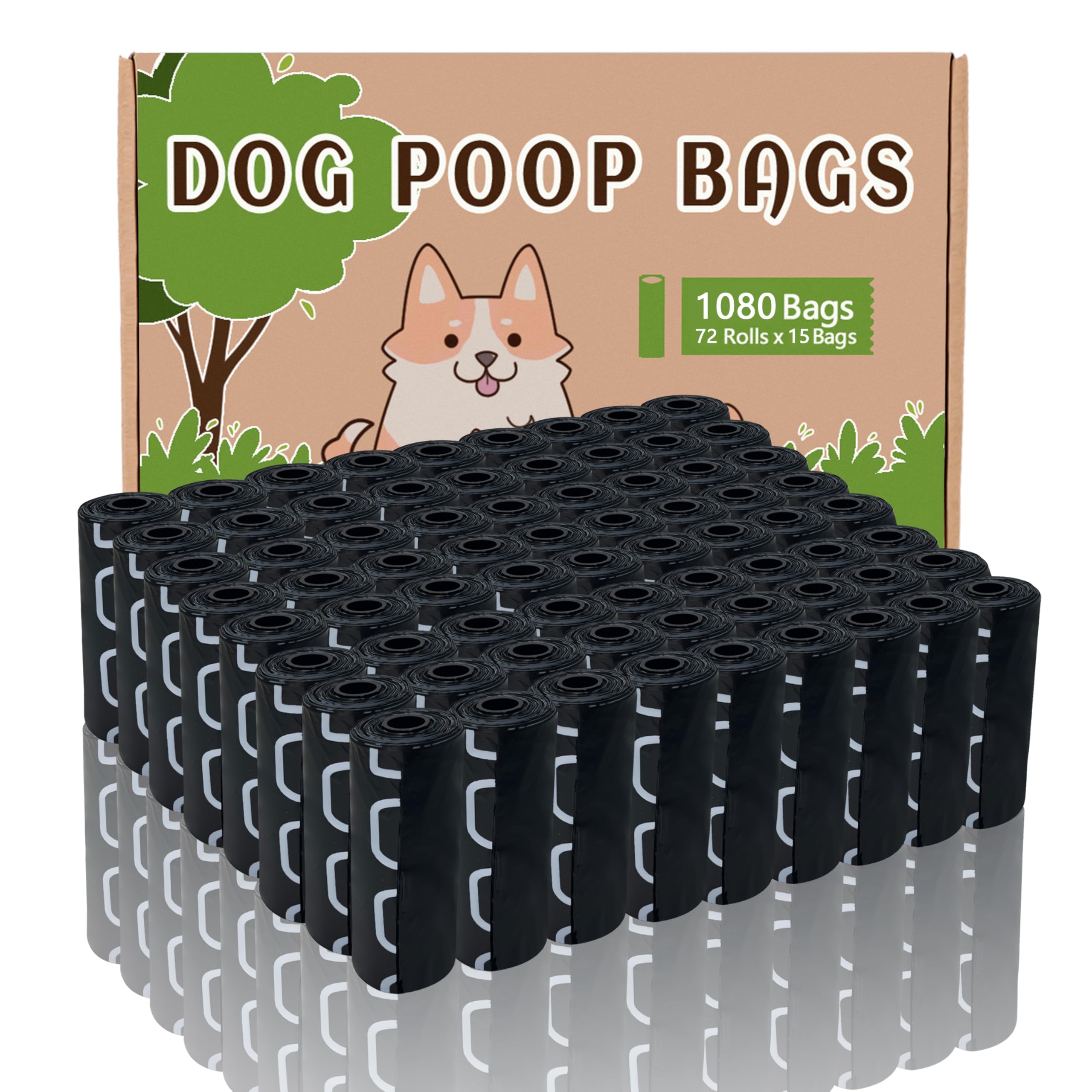 AiTodos® 1080 pezzi Sacchetti Cane Cacca, 31x22cm, Nero, PE, 72 Rotoli | A Prova di Perdite, Extra Spesso, Senza profumo, Facili da Staccare, Adatto a Dispenser, Viaggiare, Camminare