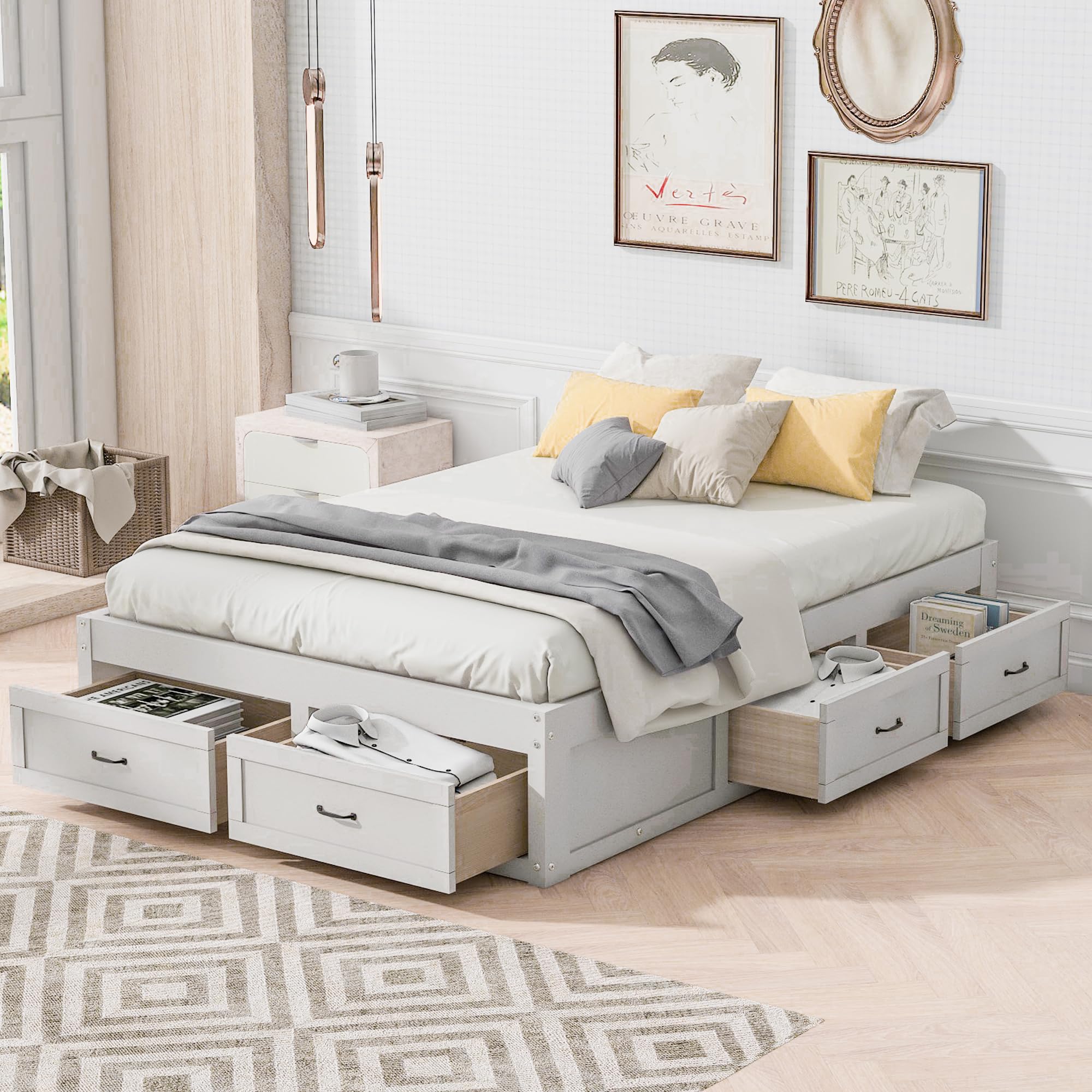 Amazon.com: JIVOIT Full Size Bed Frame with 6 Storage