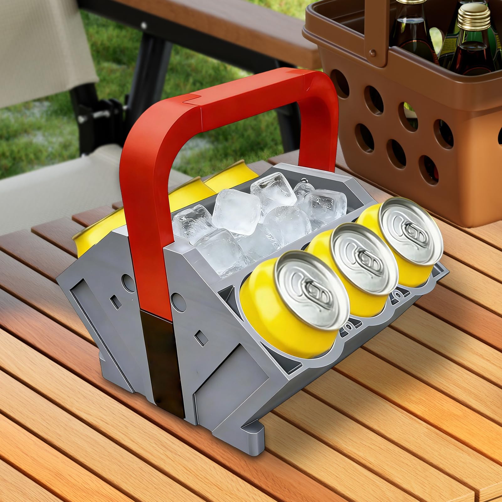 Genérico Enfriador de bebidas con bloque de motor V 4/V6/V8, enfriador de bebidas para latas de cerveza y refrescos, capacidad para varias latas, para barbacoas, fiest al aire libre