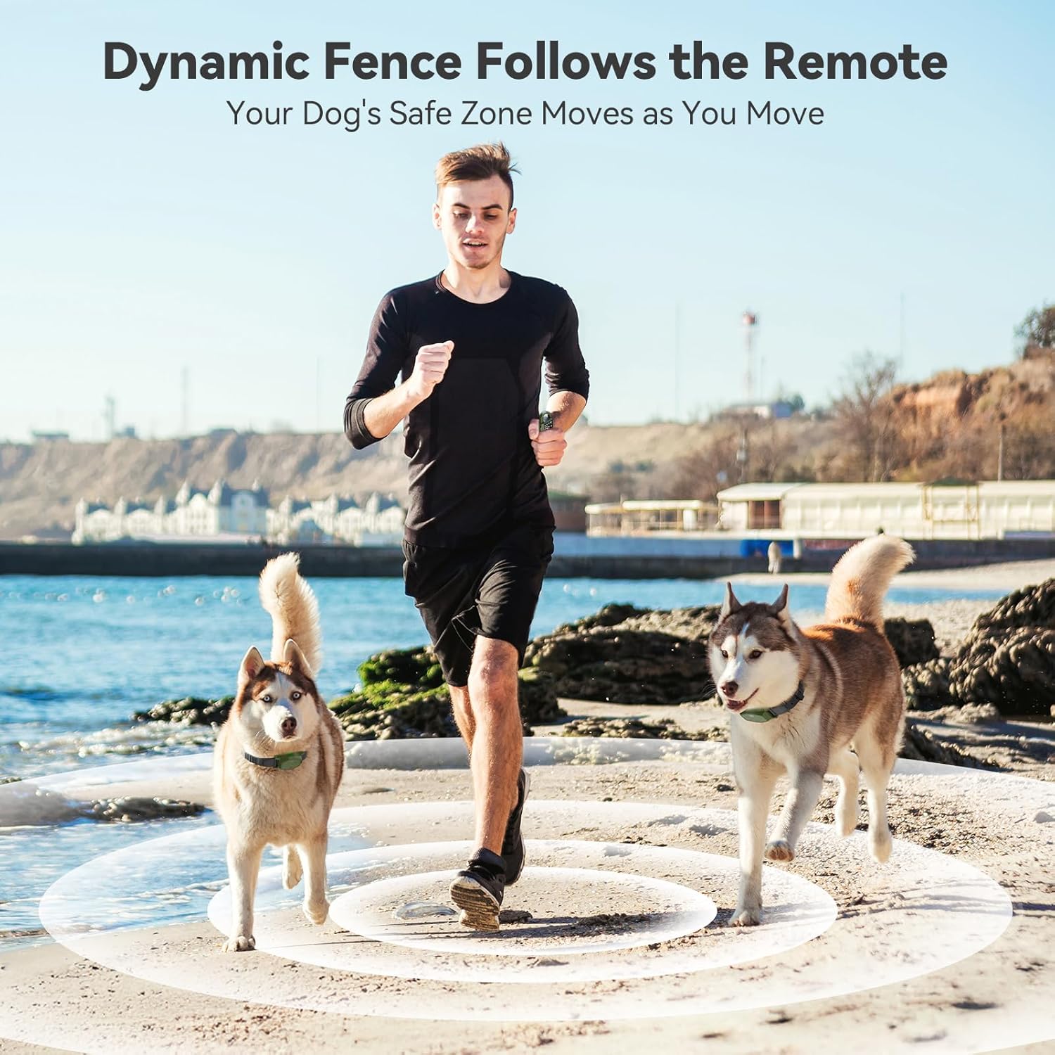 Wireless Dog Fence for 2 Dogs - Electric Dog Fence Wireless, Perimeter Dog Collar with Adjustable Radius up to 656 ft in Open Areas, Outdoor Use, Waterproof, Rechargeable (Olive Green - for 2 Dogs)