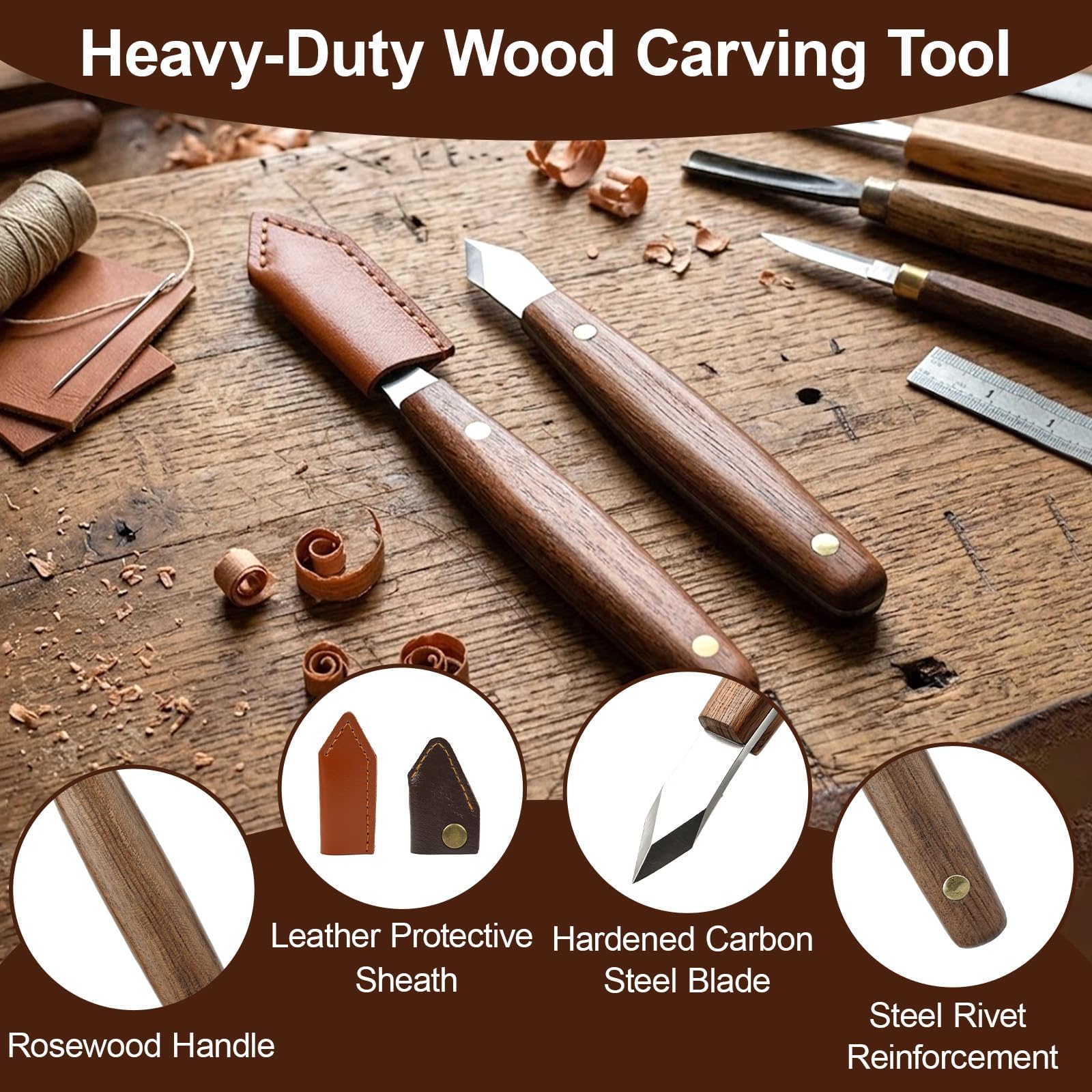Marking Knife Set for Woodworking, 2-Piece Dual Bevel Precision Scribe Tools with Stainless Steel Blades and Wood Handles, Long Neck Design for Dovetail Joints and Tight Spaces — Amazon image 3