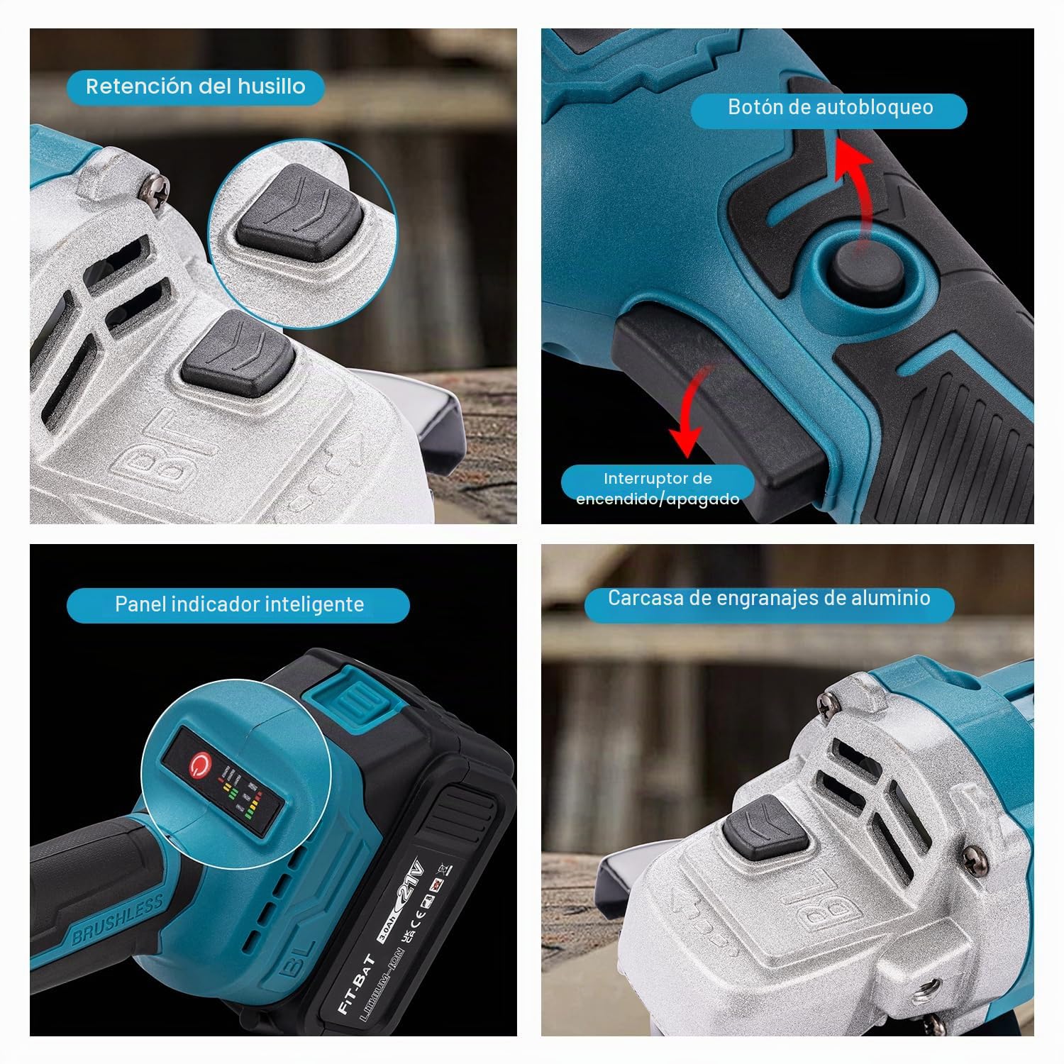 KATSU FIT-BAT 21V Amoladora Angular Inalámbrica Brushless 115mm 125mm Motor sin Escobillas con 3,0 Ah Batería y Accesorios de Adaptador Multiherramienta Oscilante para Cortar Pulir