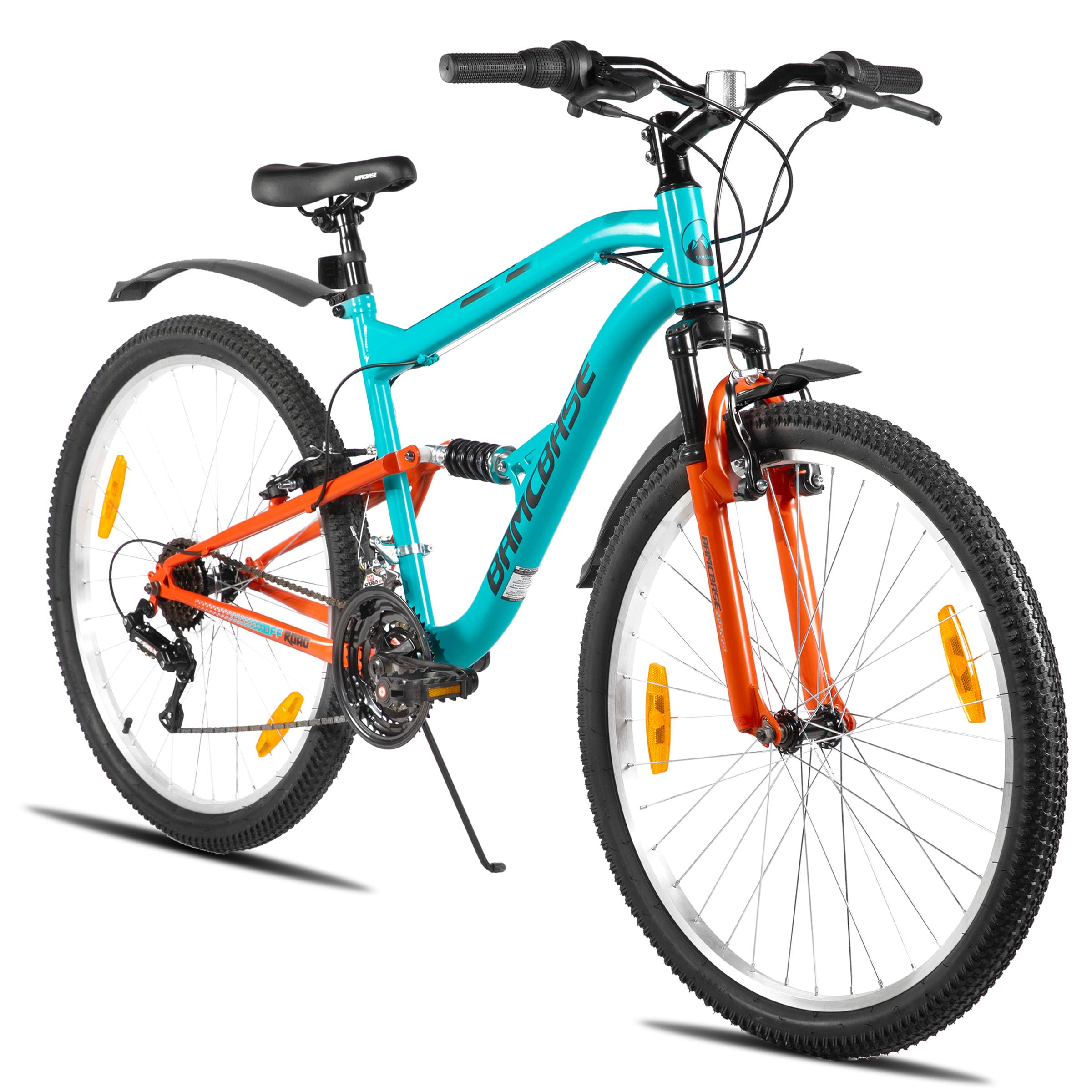 HH HILAND マウンテンバイク 26インチ 前後サスペンション プロの18段変速 Vブレーキ フルサス MTB自転車 ソフトテール ダウンヒル ユニセックス ブルー ブラック グリーン 通勤 通学 男 女 BAMCBASE