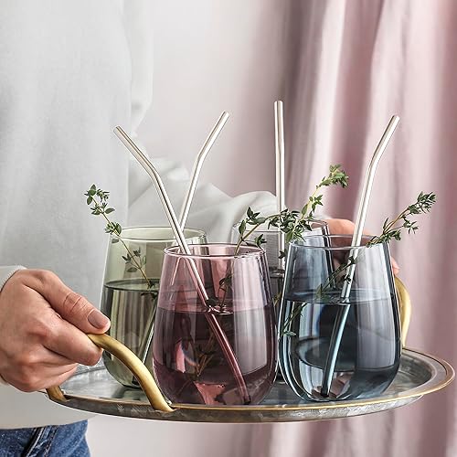 Miniatura 5 de LAV Copas de vino de colores sin tallo, 6 piezas, vasos de vino coloridos de 16 onzas para agua potable y bebidas, tazas elegantes ideales para