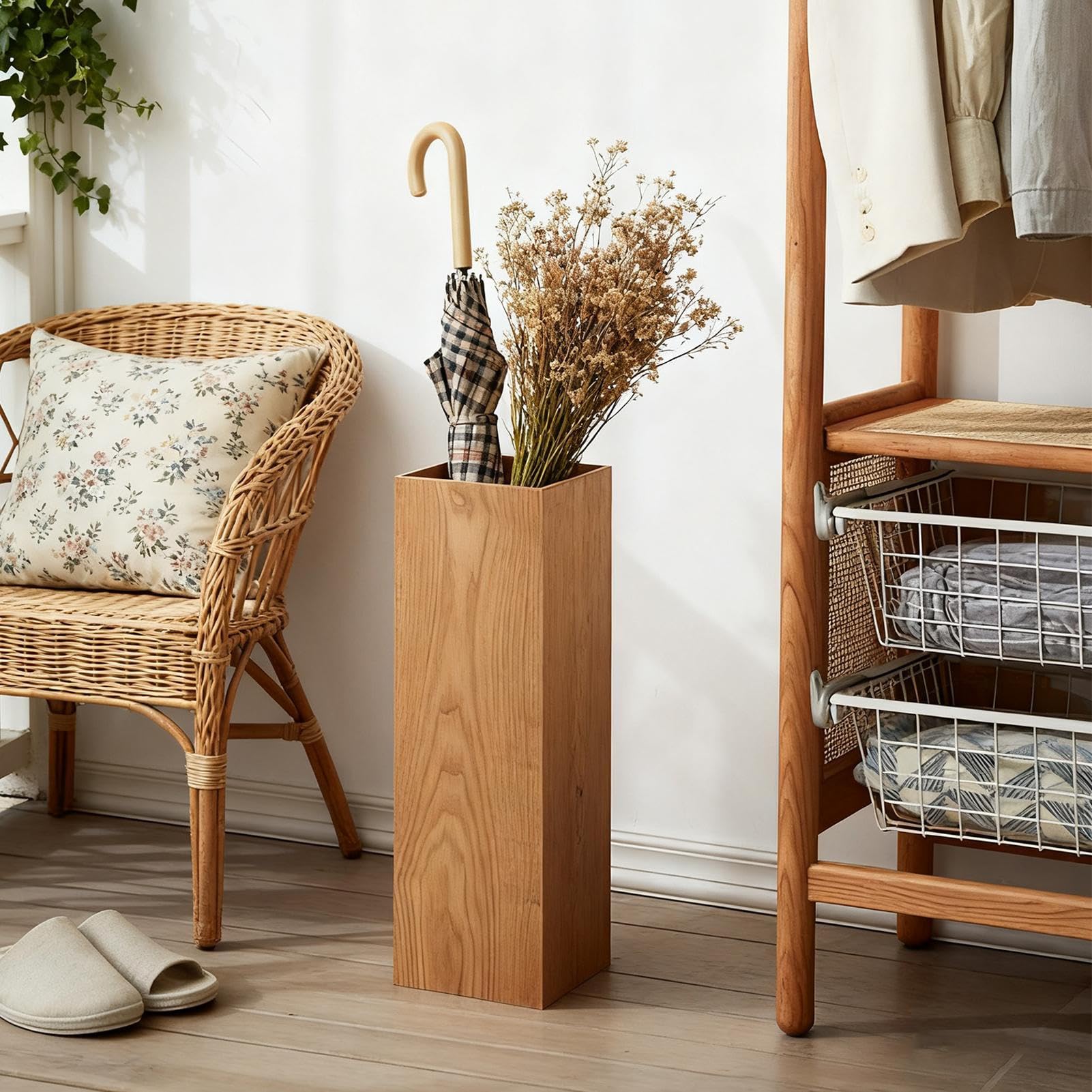 Rangement pour Parapluies Râtelier À Parapluies En Bois