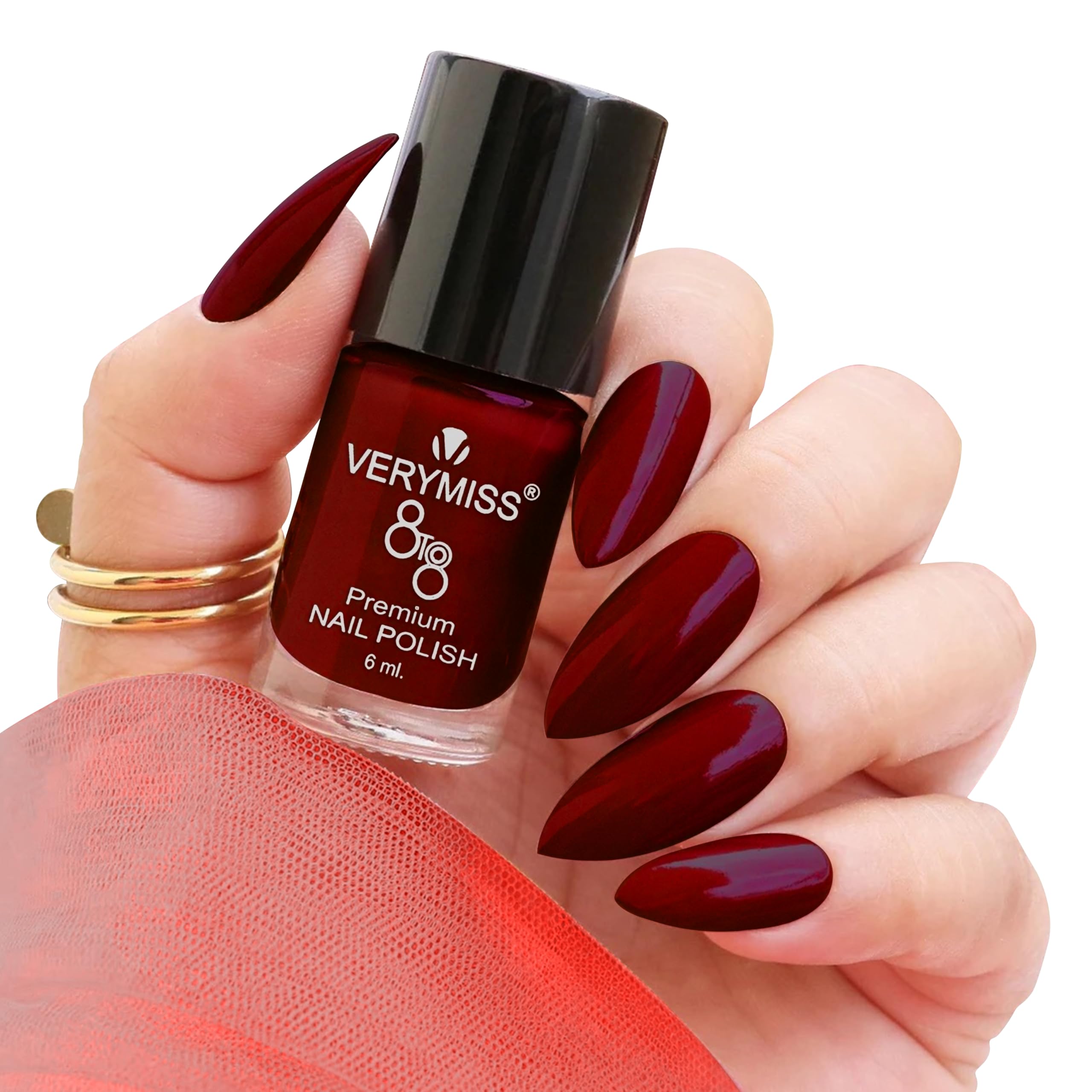 VERYMISS Premium Glossy Nail Polish 6ml | Smooth Application | Quick Drying | Paraben Free | Ultra Long Lasting Nail Paints - Pack of 1 (Red Wine Berry)