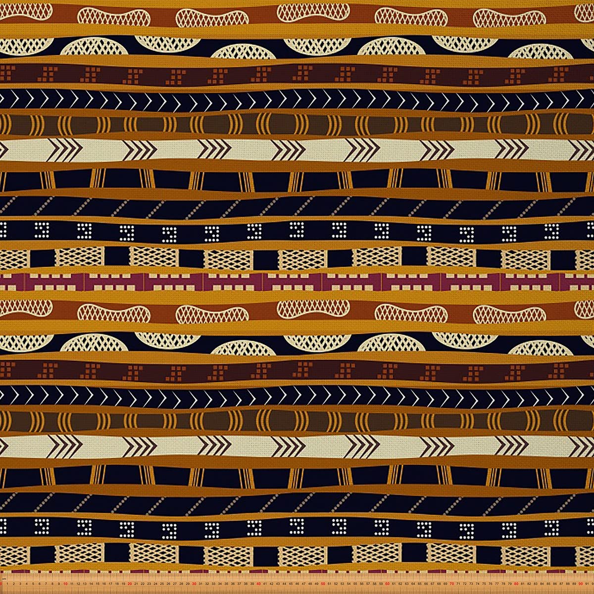 Exotic Stripes Outdoor Fabric by The Yard,African Tribal Geometric Striped Upholstery Fabric for Chairs,Ethnic Traditional Fabric for DIY Projects,2 Yards,(L184*W150cm) Orange Cream — image 1