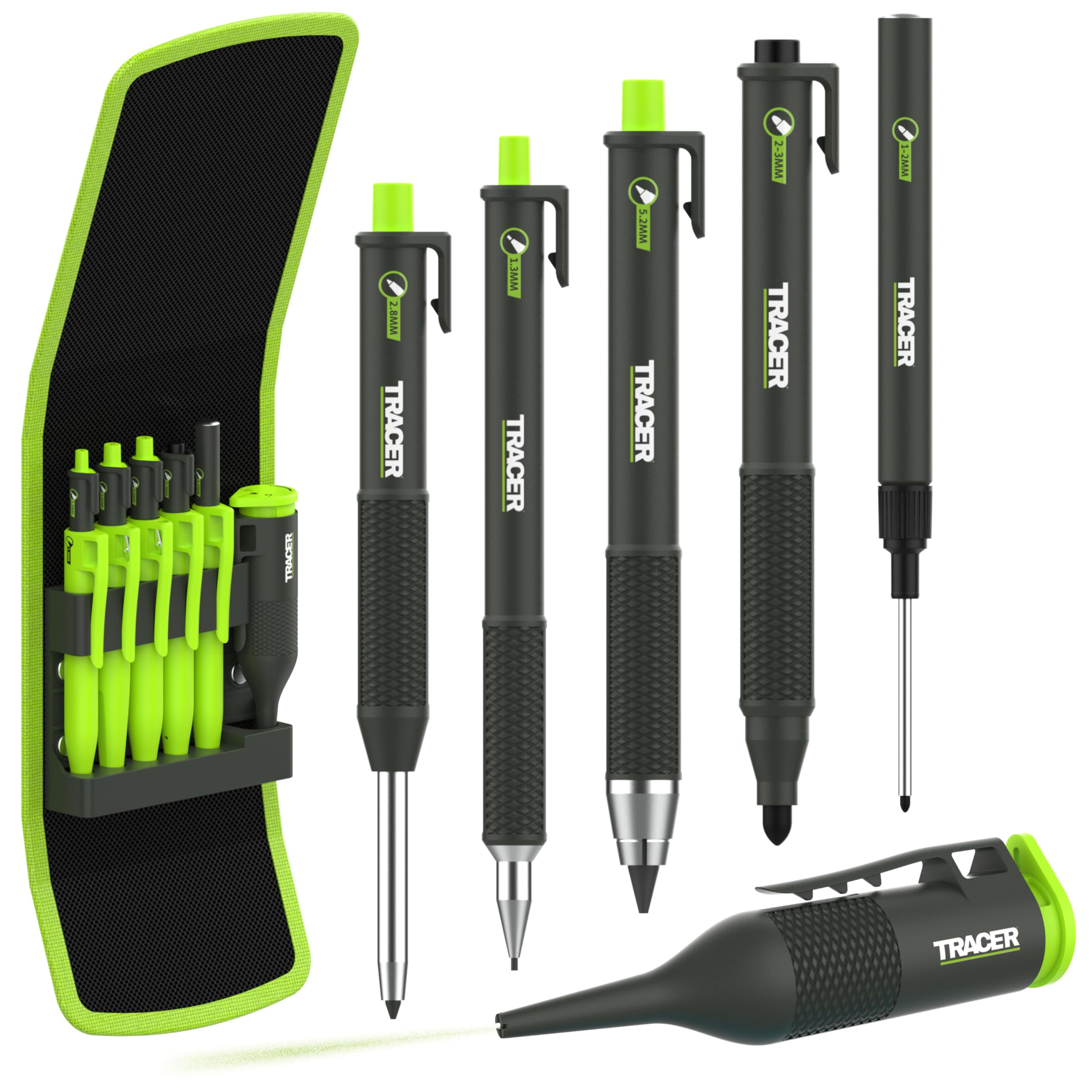 Tracer Pencil 2.0-6 Piece Marking Kit in Case with Deep Hole Chalk Marker, Tough & Precision Work Pencil, Long Nib & Black Permanent Markers โ image 1