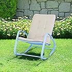 PHI VILLA Outdoor Patio Metal Rocking Chair, Padded Modern Rocker Chairs with Cushion, Support 301lbs for Porch, Deck, Balcony or Indoor Use (1PCS, Blue)