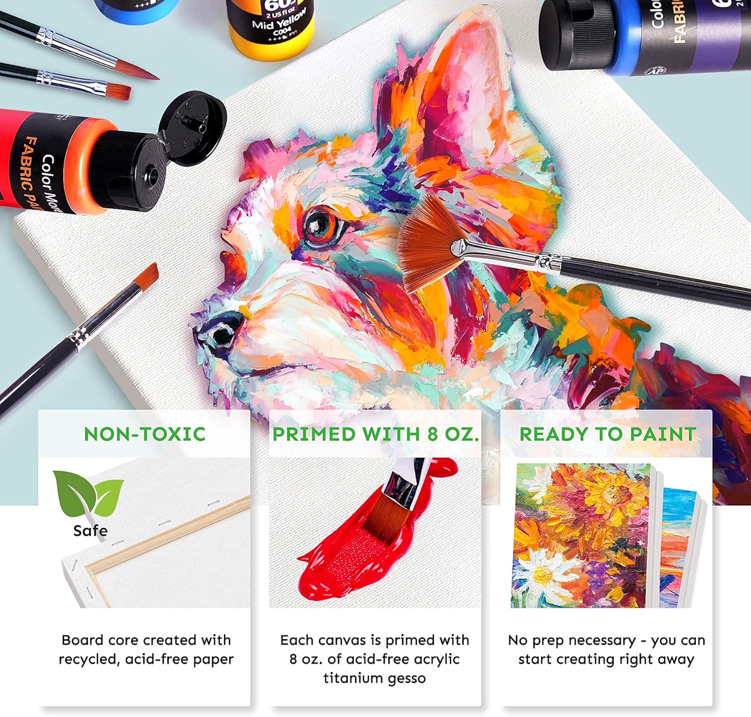 Stretched Canvas,Multipack of 12,4x4,5x7,8x10,9x12,11x14,12 x16 Inches-2 of Each,Primed White Blank Canvas Boards,Art Supplies for Acrylic Pouring and Oil Painting,for Artists and Beginner,100% Cotton