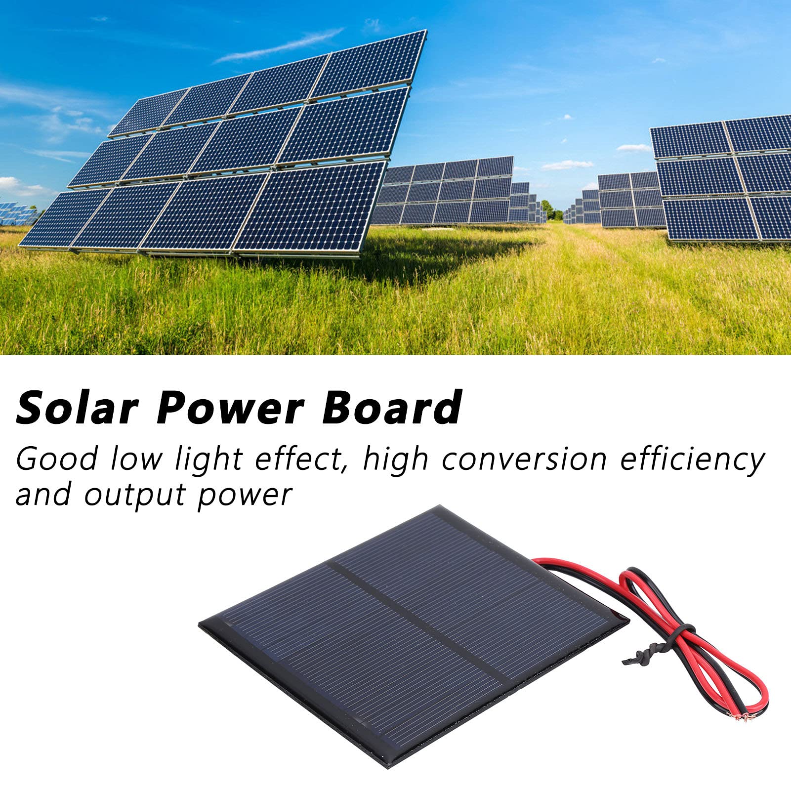 5Pcs Panel Solar Portátil, mini panel solar con Cable rojo y negro de 30 CM, 6V 2W pequeño panel solar portátil para Energía de Energía Solar, Hogar DIY, Proyectos Científicos