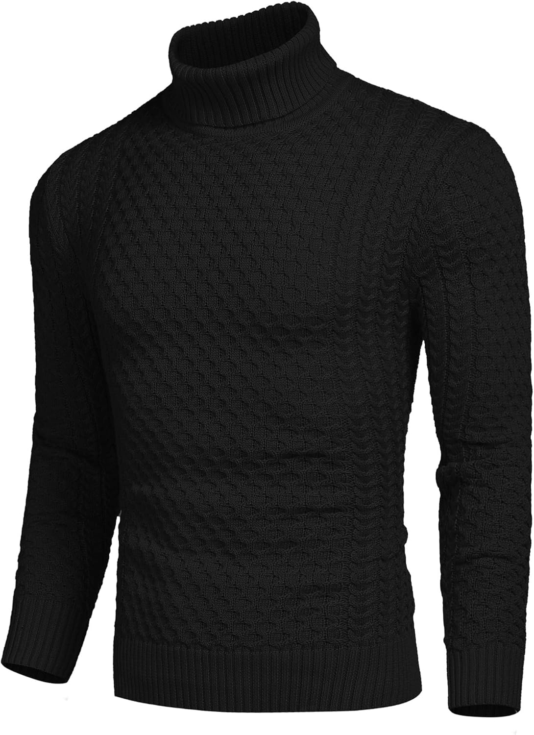 COOFANDY Men's Slim Fit Turtleneck Sweater Casual Knitted Twisted Pullover Solid Sweaters - Image 3