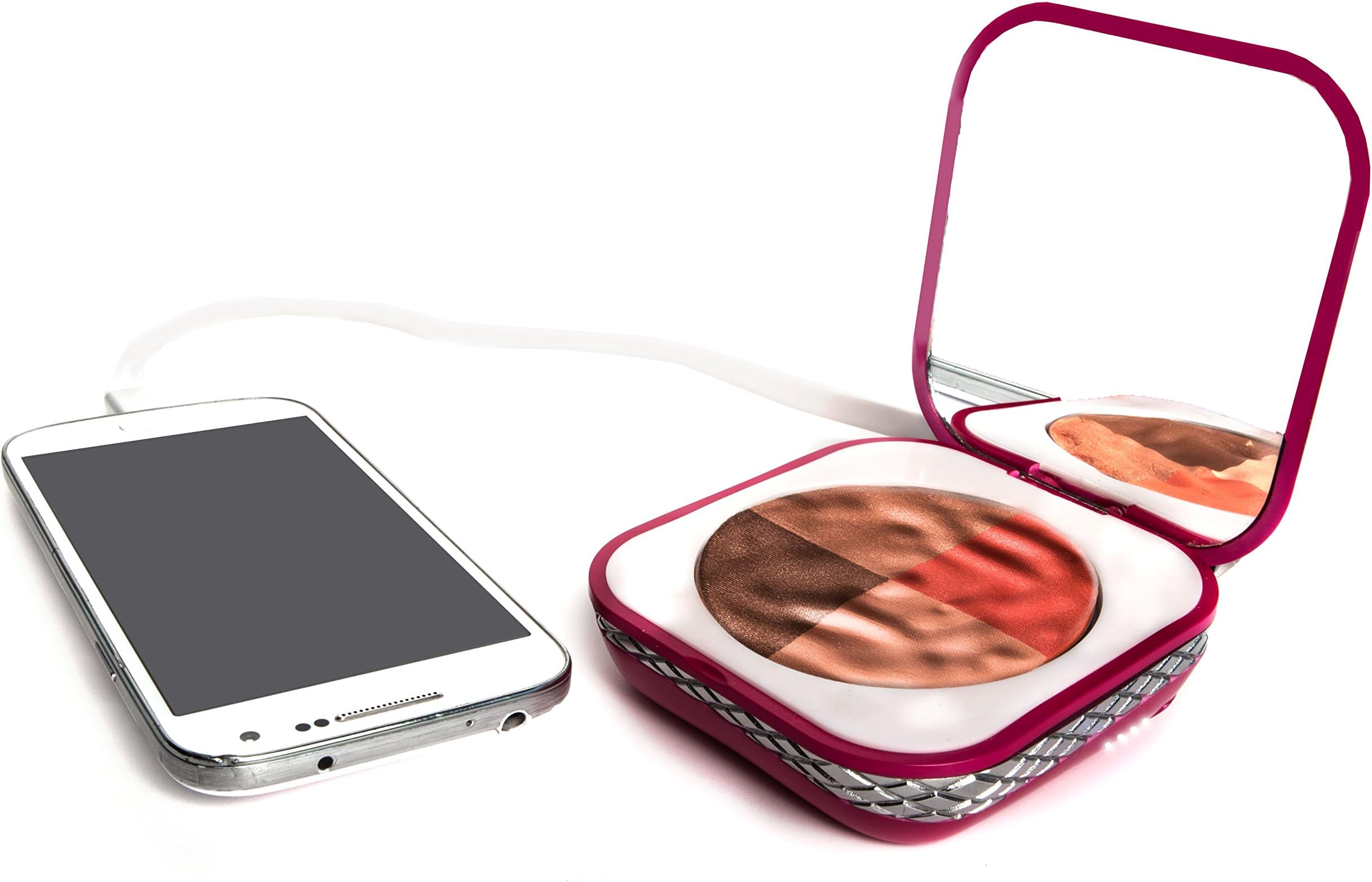 I’mUp: Blush Compact (100% organic) with USB portable charger - Borgogna Purple color - Brown Fusion palette