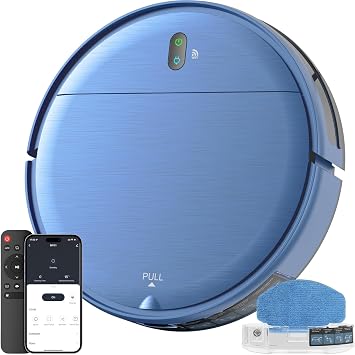 ZCWA Robot Vacuum,Robot Vacuum and Mop Combo with Schedule,APP/Remote/Voice,Strong Suction,Slim Self-Charging 2 in 1 Floor Cleaner for Pet Hair,Carpets,Hard Surfaces