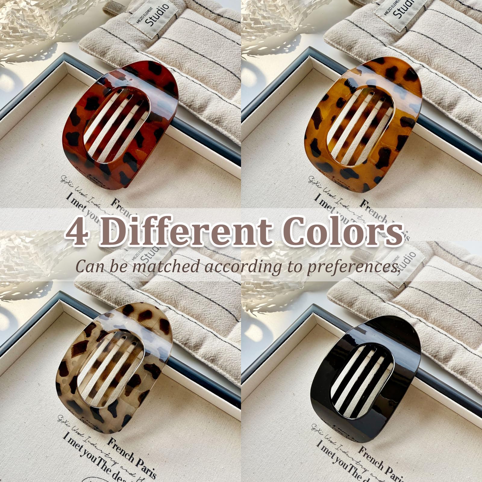 4 PCS Flat Hair Claw Clips for Thick Hair, Curved Design French Flat Hair Clips - Image 4