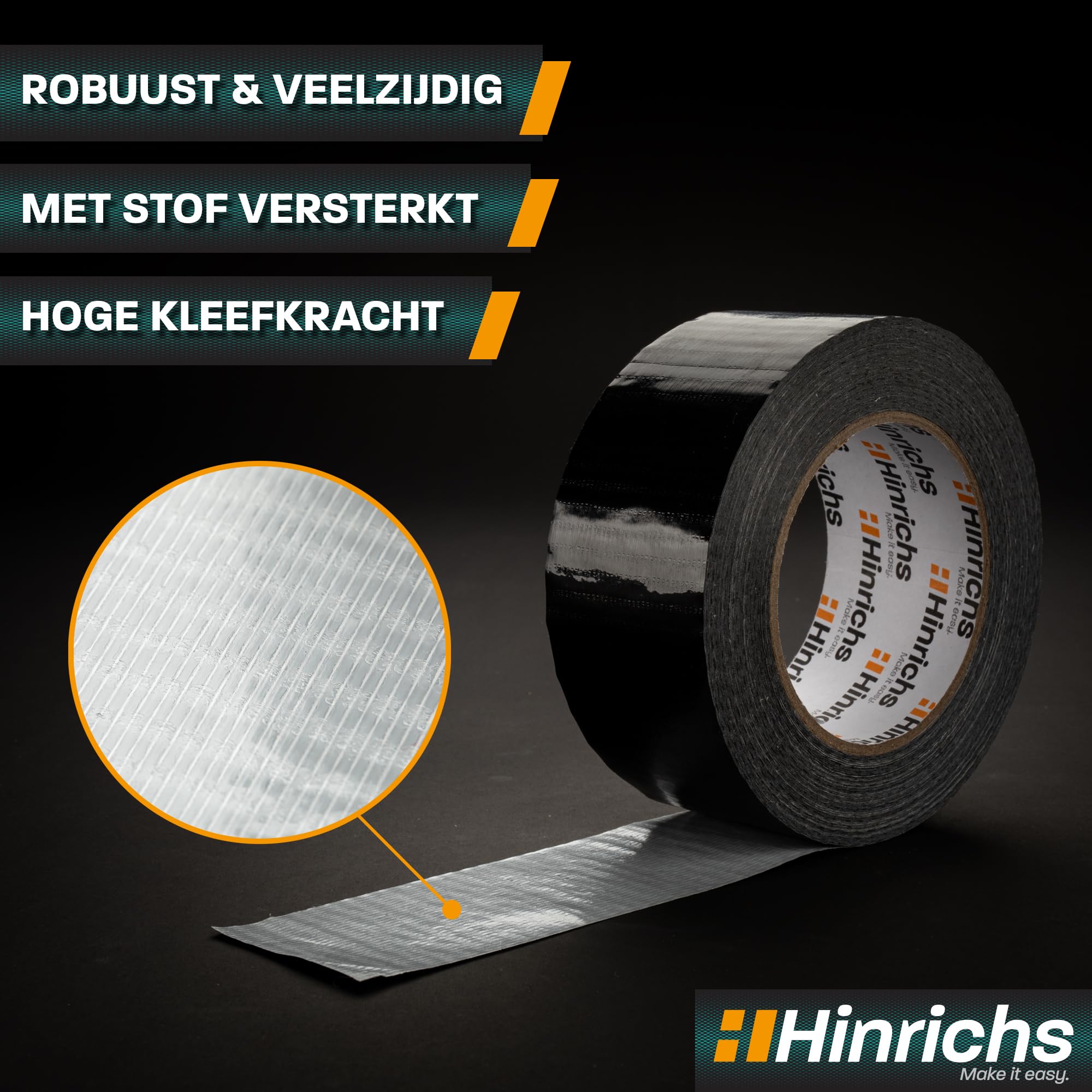 Meister Geweven reparatie tape 25 m x 50 mm - grijs - extra sterke kleefkracht & scheurvastheid