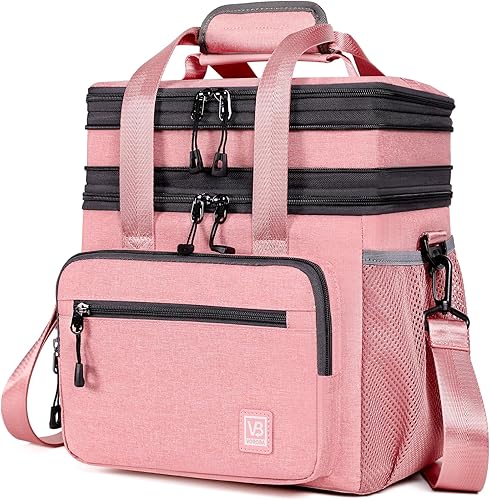 VOROBAWIN Lonchera para mujer, lonchera grande aislada para mujer, bolsa de almuerzo expandible de doble cubierta, bolsa de almuerzo a prueba de