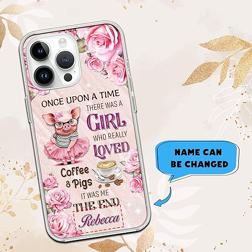 Miniatura 2 de Funda de teléfono con nombre personalizado, diseño de cerdos, diseño divertido de animales de granja, regalo para amantes de los cerdos para niñas y