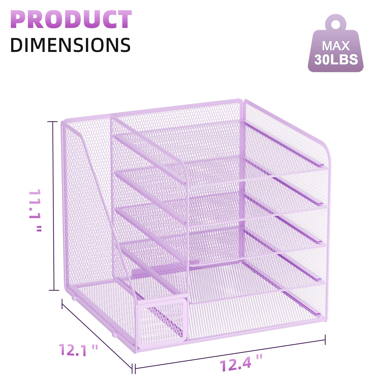 Marbrasse Organizer da scrivania e accessori, organizer per lettere a 5 livelli con porta documenti, organizer per documenti in rete per scrivania, accessori da scrivania e organizzazione per