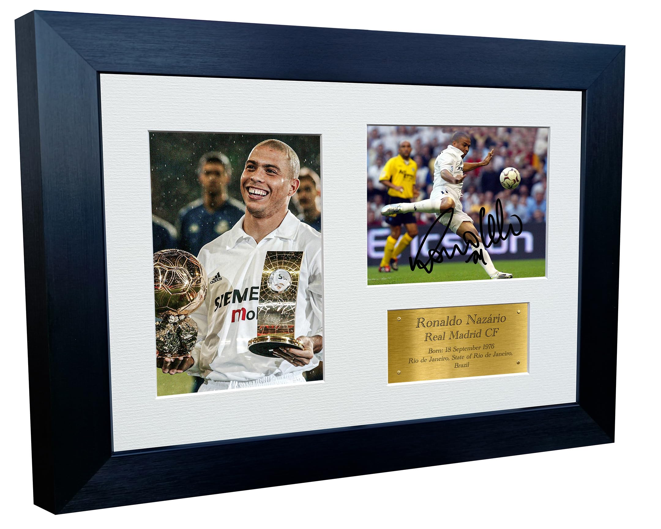 Kitbags & Lockers 12x8 A4 Signed Ronaldo Nazário Real Madrid Autographed Autograph Signed Signature Photograph Photo Picture Frame Football Soccer Poster Gift G, Black
