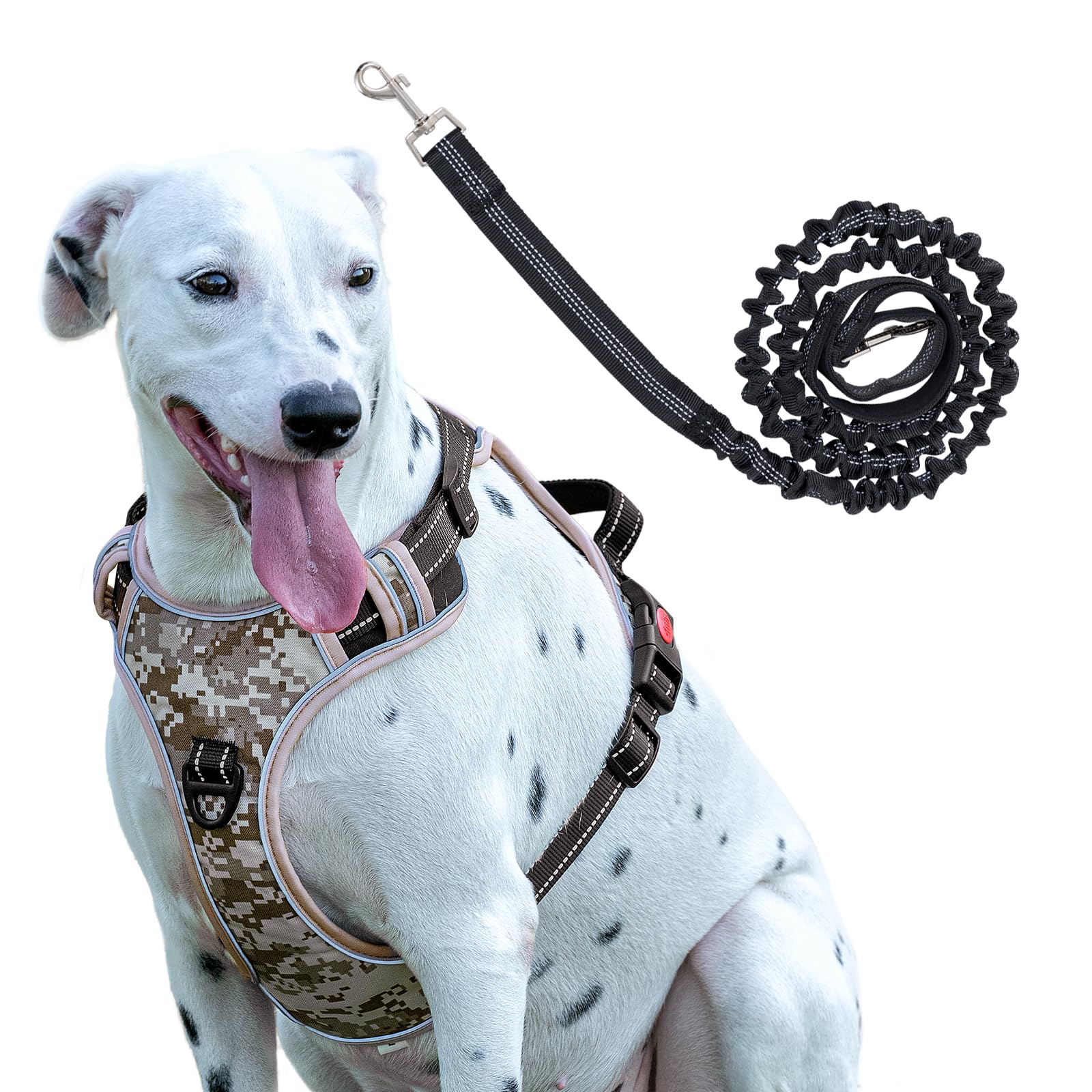 Dog Harness and Leash Set,No Pull Dog Harness,Adjustable Soft Padded Pet Vest with Easy Control Handle for Small Medium Large Dogs (Desert Camo,L)