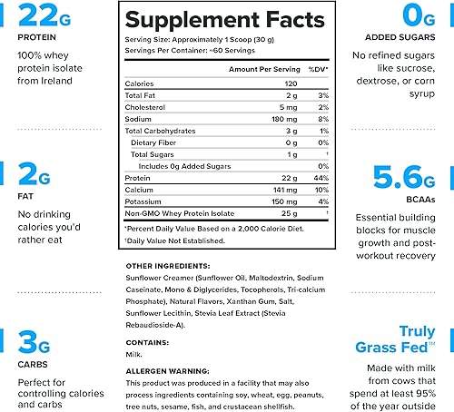 Vista 35 de LEGION Whey+ - Proteína aislada de suero de vacas alimentadas con pasto, baja en carbohidratos, baja en calorías, sin OMG, sin lactosa, sin gluten