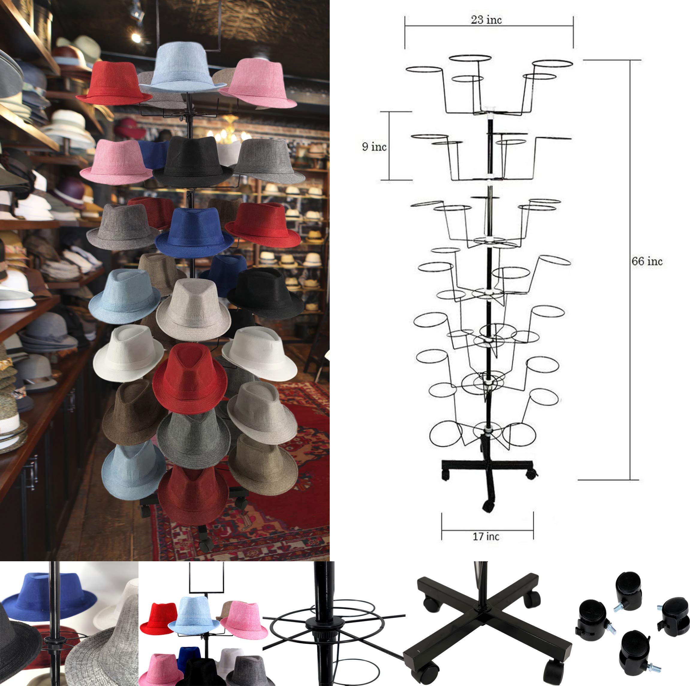 Buy Hat Display 7 Tier & 35 Hat Racks for Storefront, Cowboy Hats, and