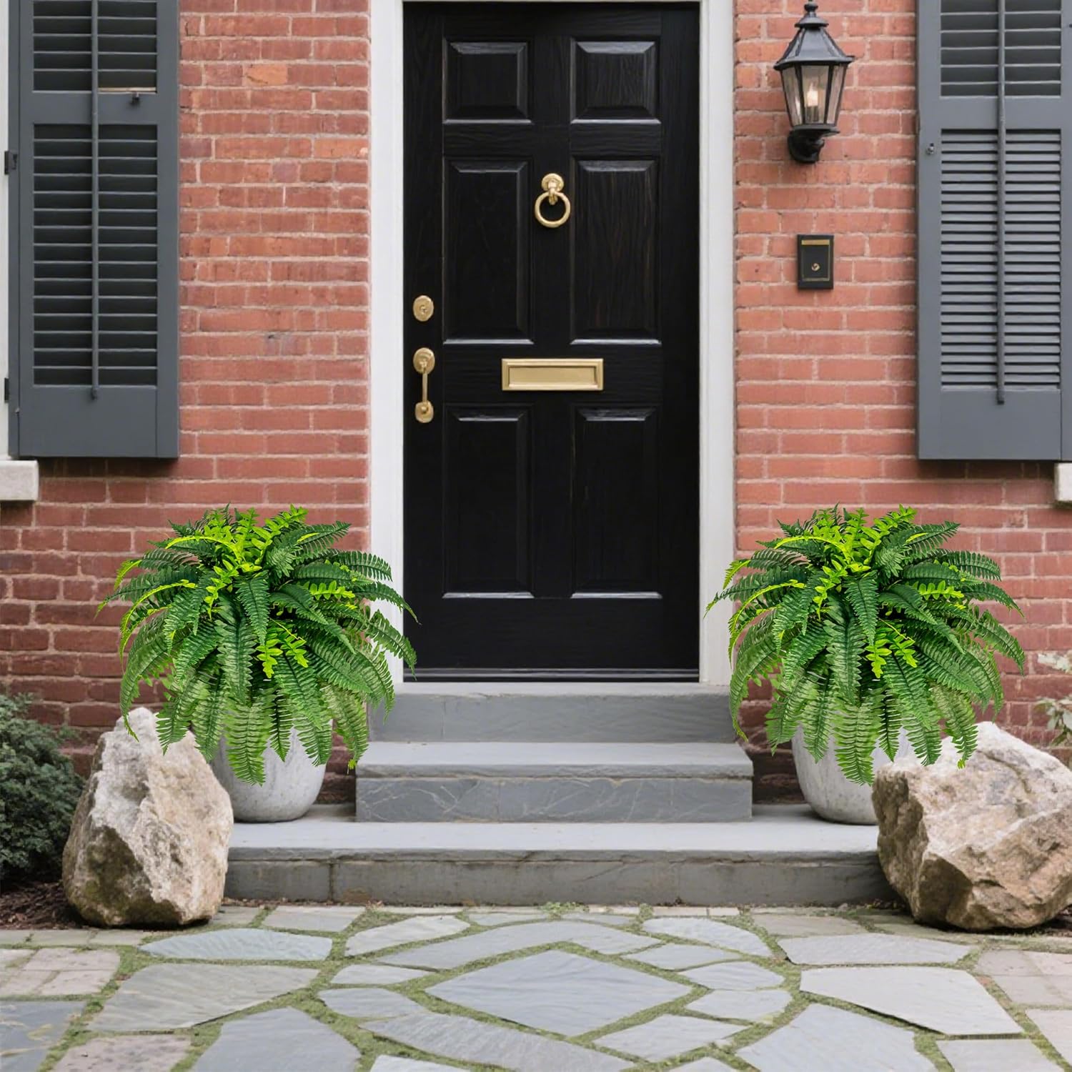 43" Faux Fern Large Fake Ferns Bush,Artificial Ferns with 60 Fronds for Outdoors Indoors,Large Fake Boston Green Plants,UV Resistant Look Real Plastic Faux Plants for Home Office Garden Porch Decor - Image 3