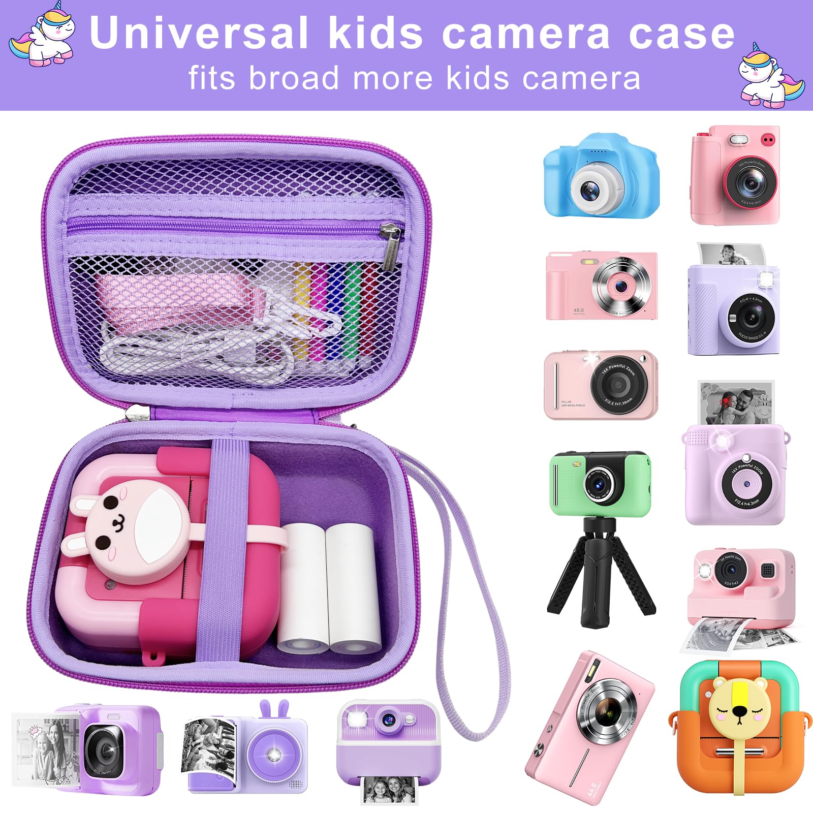 Makolle Étui pour appareil photo pour enfants compatible avec Goopow/ESOXOFFORE Seckton/Dylanto/CIMELR Support de jouets pour appareil photo numérique pour enfants pour carte SD, papier d'impression