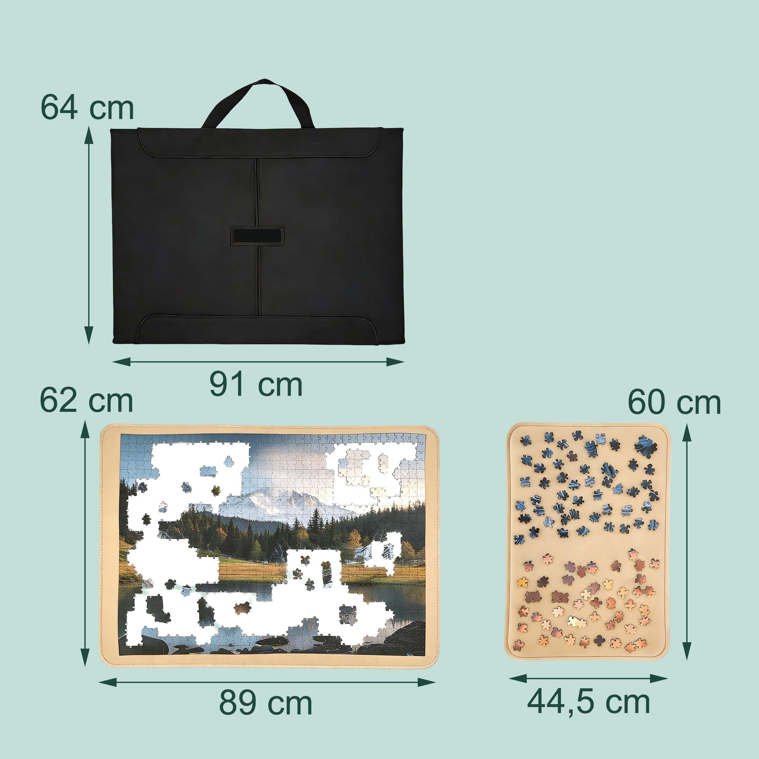 Relaxdays walizka na puzzle 1500 el., 2 sortery, czarny/beżowy | Transport i przechowywanie, uchwyt do przenoszenia, plansza do układania puzzli