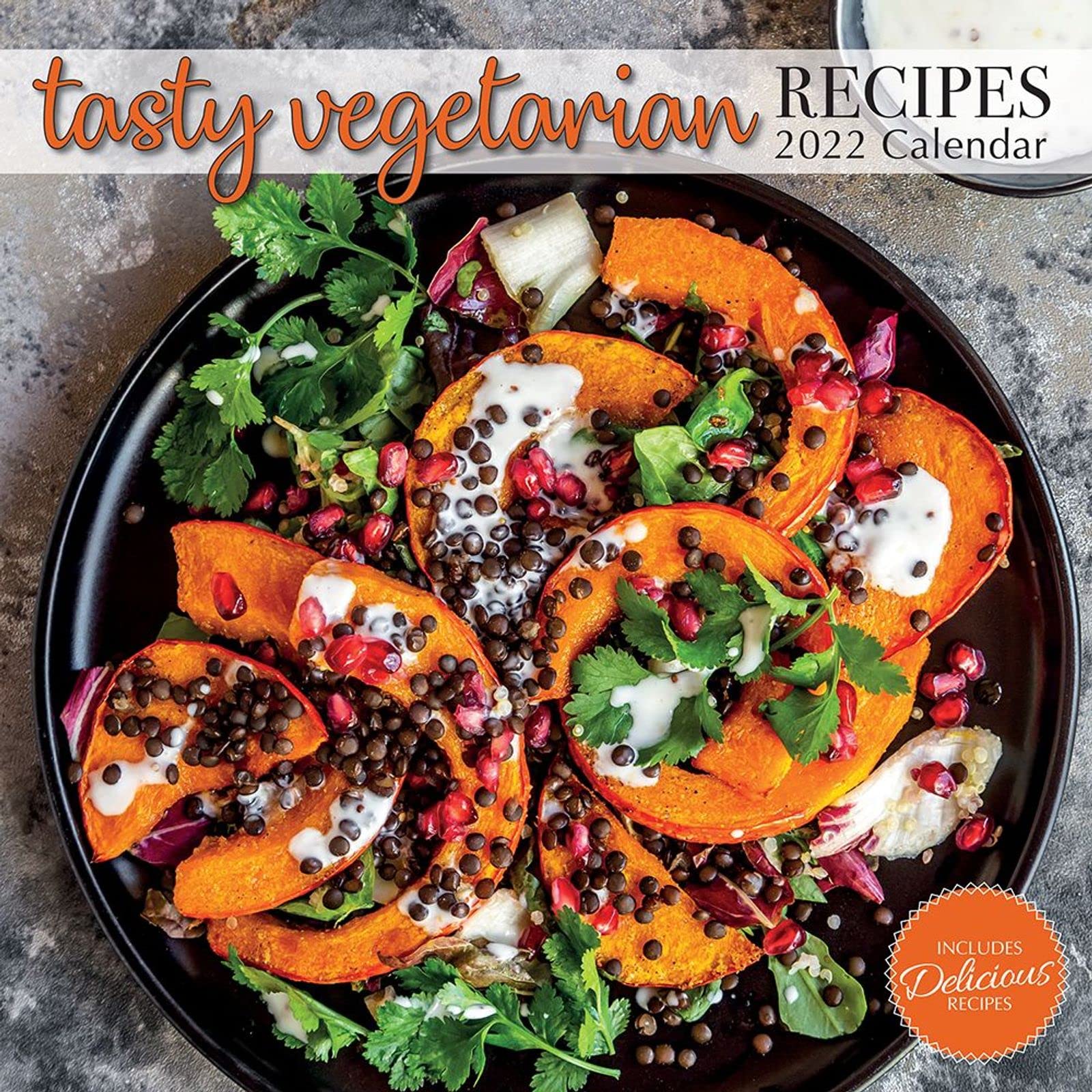 2022 Square Wall Calendar - Tasty Vegetarian Recipes, 12 x 12 Inch Monthly View, 16-Month, Food Theme, Includes 180 Reminder Stickers