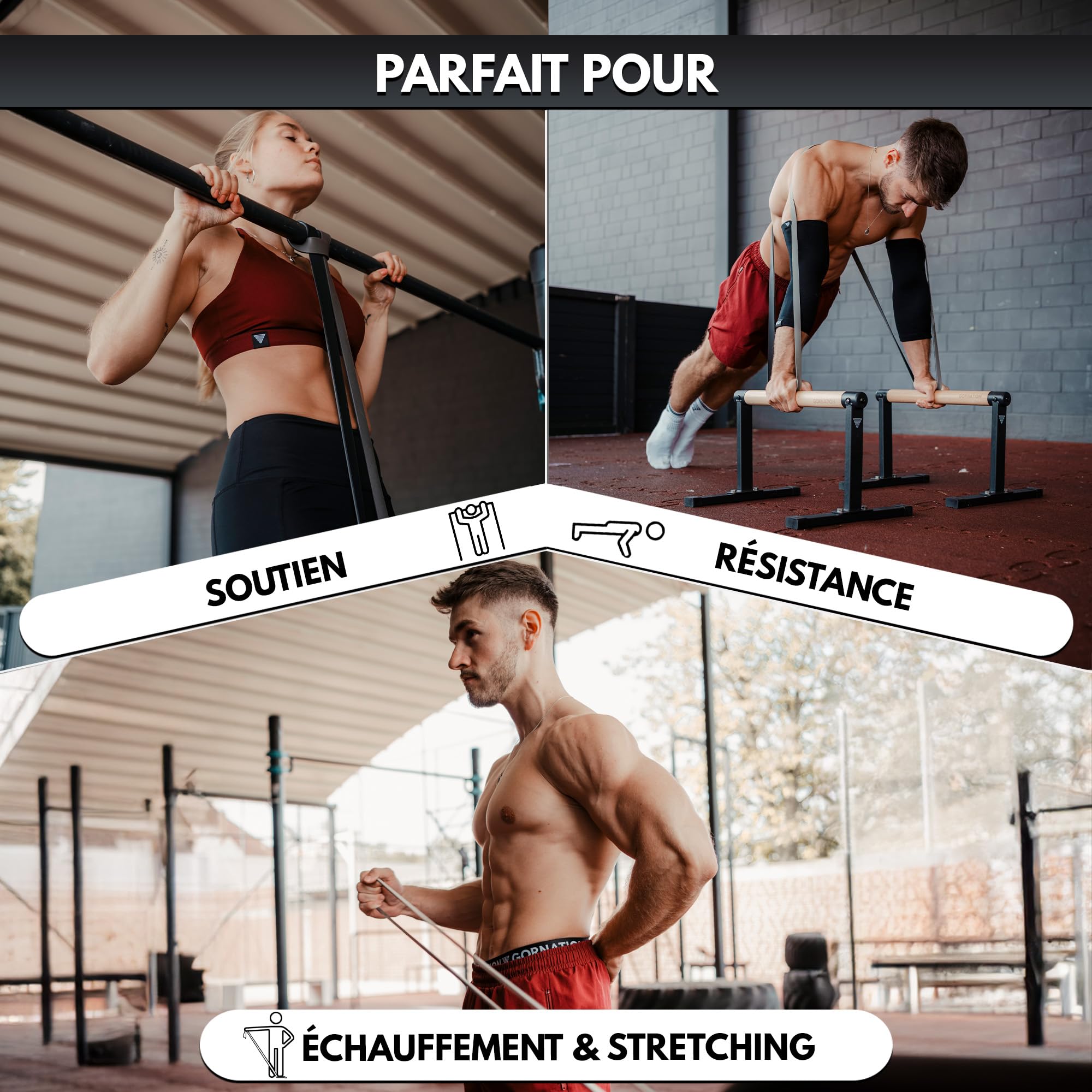 GORNATION Bande de Résistance Élastique, Resistance Band pour Fitness, Crossfitness, Street Workout, Elastique Musculation et Sport à Domicile, Bande de Gym Élastique, Home Workout & Outdoor