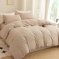 Vista 105 de ECOCOTT Juego de funda de edredón de 3 piezas, 100% algodón lavado, duradero, suave y cómodo, con cierre de cremallera, sin edredón, tamaño King