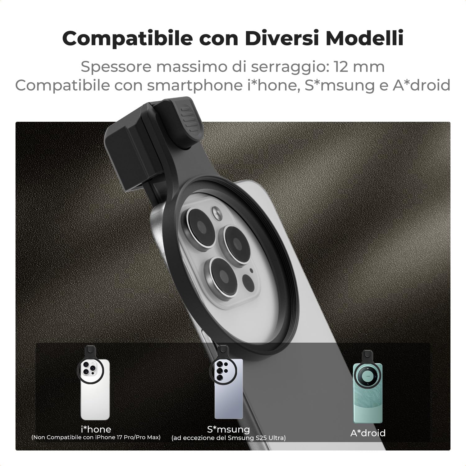 K&F CONCEPT 67mm Kit Filtri CPL per Telefono Obiettivo, Press-Type, Filtro Polarizzatore Compatibile con iPhone 17/16/15/14/13/12, 16/15/14/13/12 Pro e Pro Max, Samsung