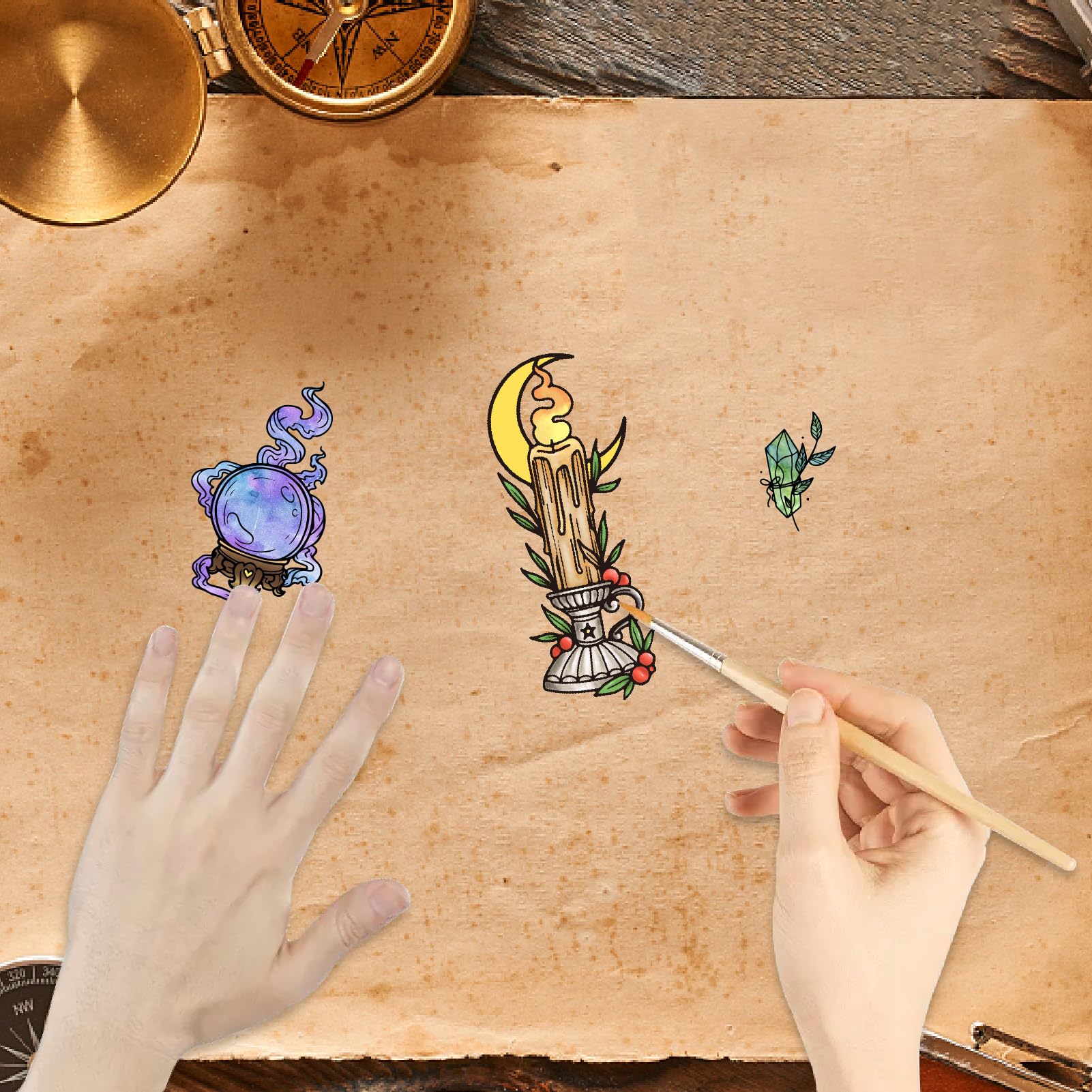 Timbri Trasparenti Elementi Di Divinazione - Strega, Candele, Sfere Di Cristallo - Per Fai Da Te E Decorazione - Foto 13