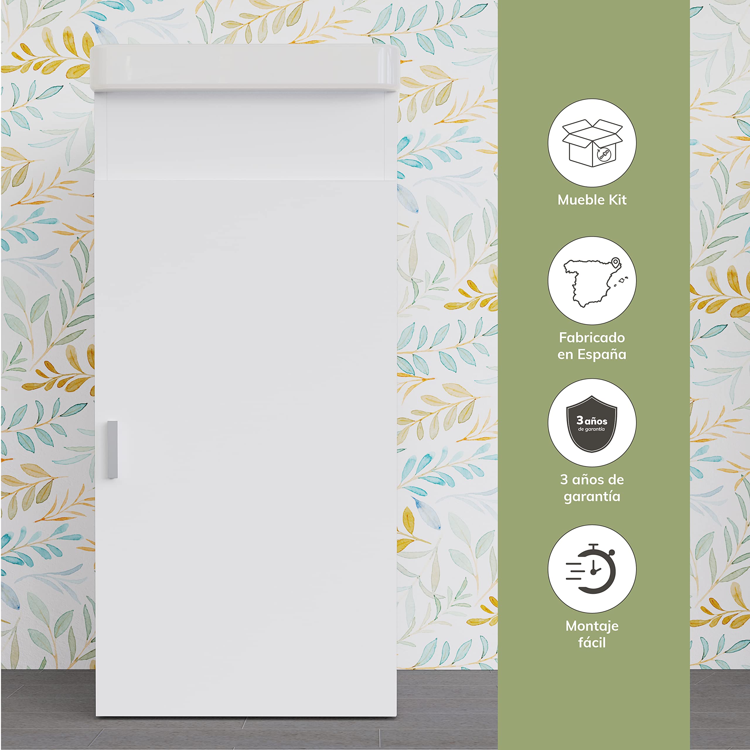 Baikal Armario Auxiliar Multiusos. Estilo Henares. Mueble Auxiliar. Mueble Lavadero. Entrega en Kit. Fabricación Española.