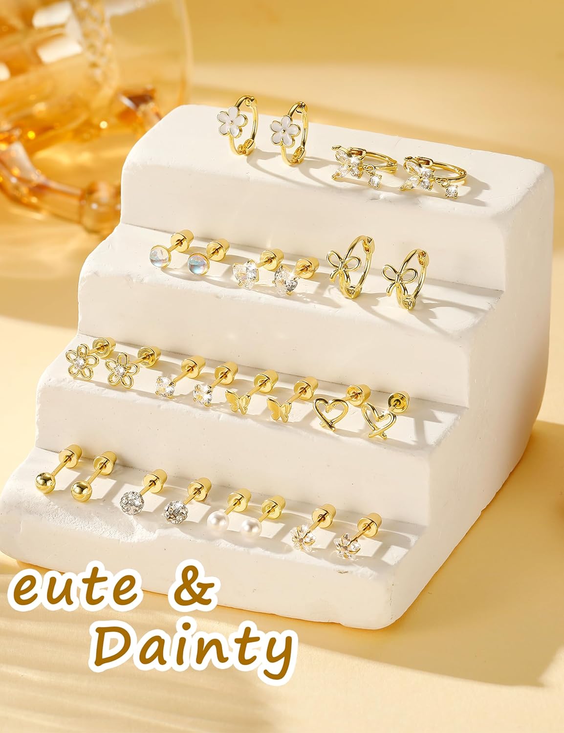 Hypoallergenic Surgical Stainless Steel Earrings for Girls Kids Jewelry - Screw Back Earrings for Sensitive Ears Cute Flower Heart Pearl bow Earrings for Women - Image 6