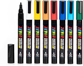 ZEYAR Poster Pen, Paint Marker Pen Water-based pigment ink, Bullet Fine Point 1-1.3mm, Multi Surface Use On Poster Cardboard Canvas Wood Metal Glass Fabric Rock Porcelain for art & crafts