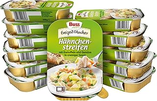 Buss Freizeitmacher Hähnchenstreifen mit Kartoffeln und Gemüse in cremiger Sauce - Fertiggerichte zum Aufwärmen in Mikrowelle & Topf - Schnell & Einfach Zubereitet - 12 x 300g