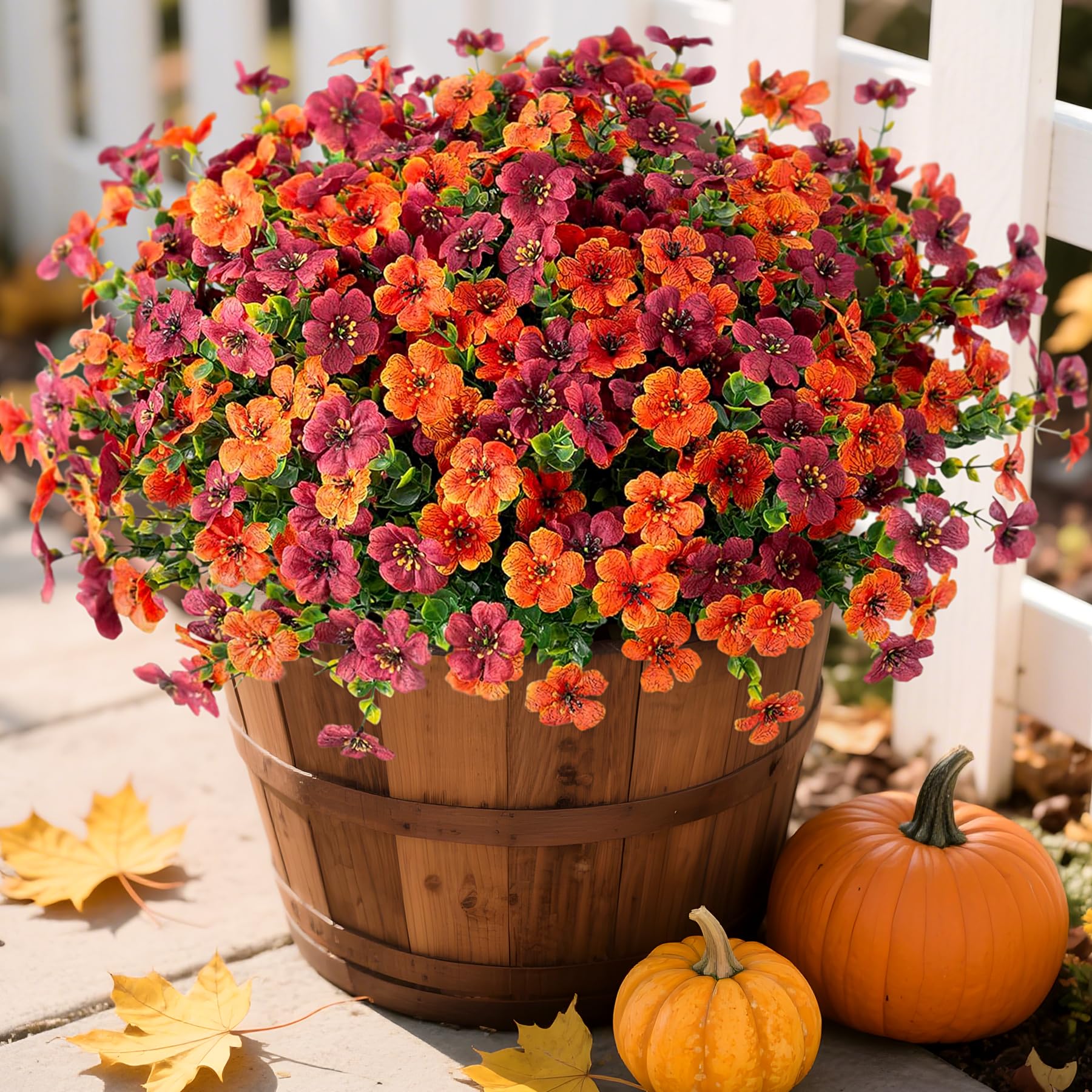 Ammyoo Fall Mums Artificial Flowers for Outdoors Potted