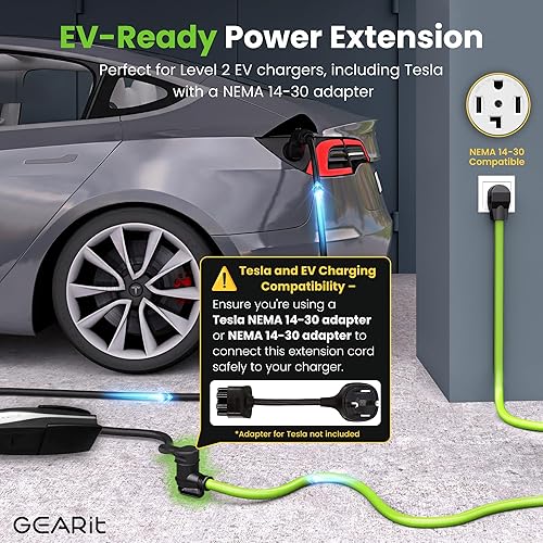 Miniatura 6 de GEARit Cable de extensión de 30 amperios para secadora y EV, 125250 voltios, 4 puntas, compatible con Tesla Model 3 Model Y Model X Model S, NEMA