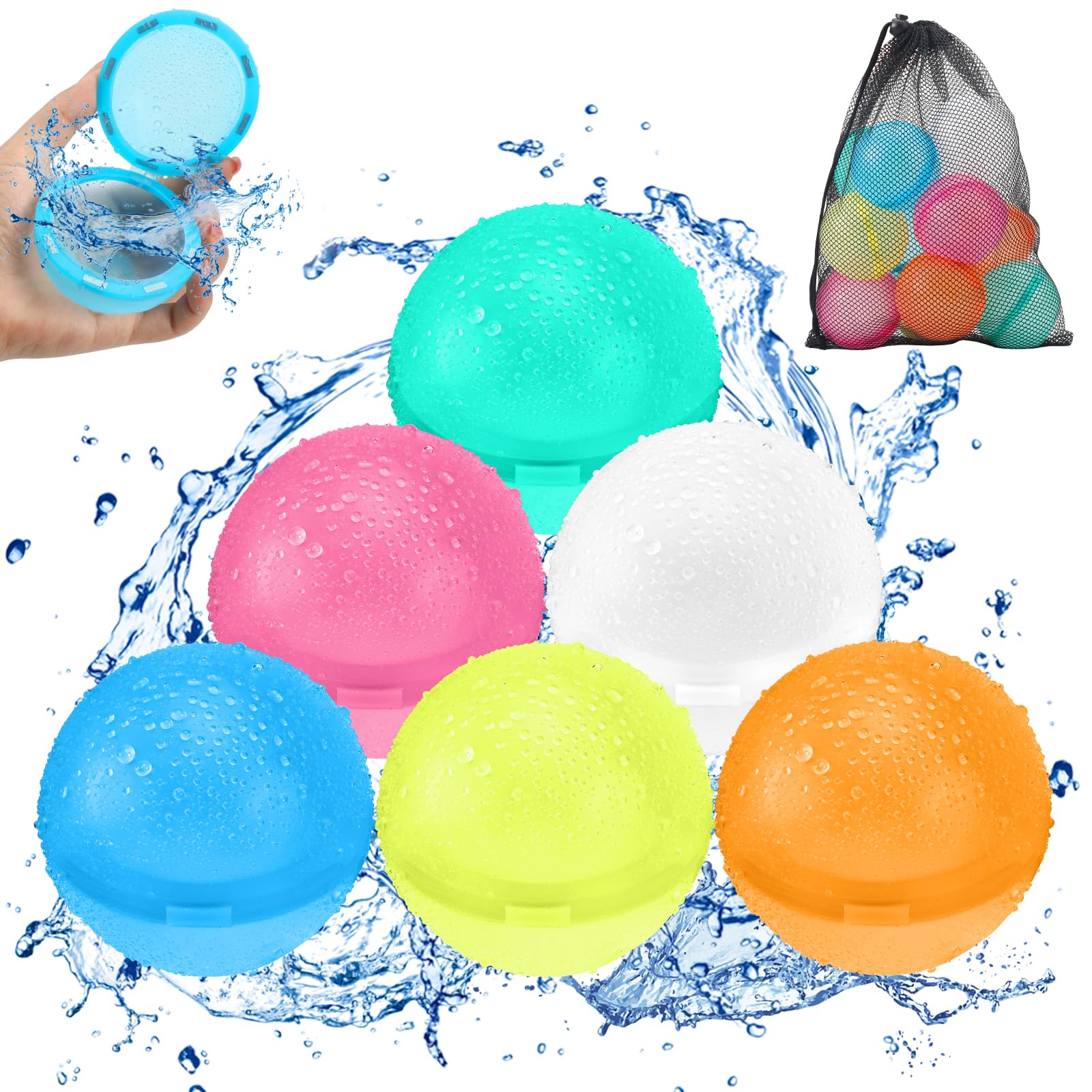 Globos de Agua Reutilizables, Autosellantes y Juguetes de Globos Agua de Llenado Rápido para Niños, Adultos, jardín al aire libre, Juguetes de Playa para Piscina para Fiesta de Verano（6 Piezas ）