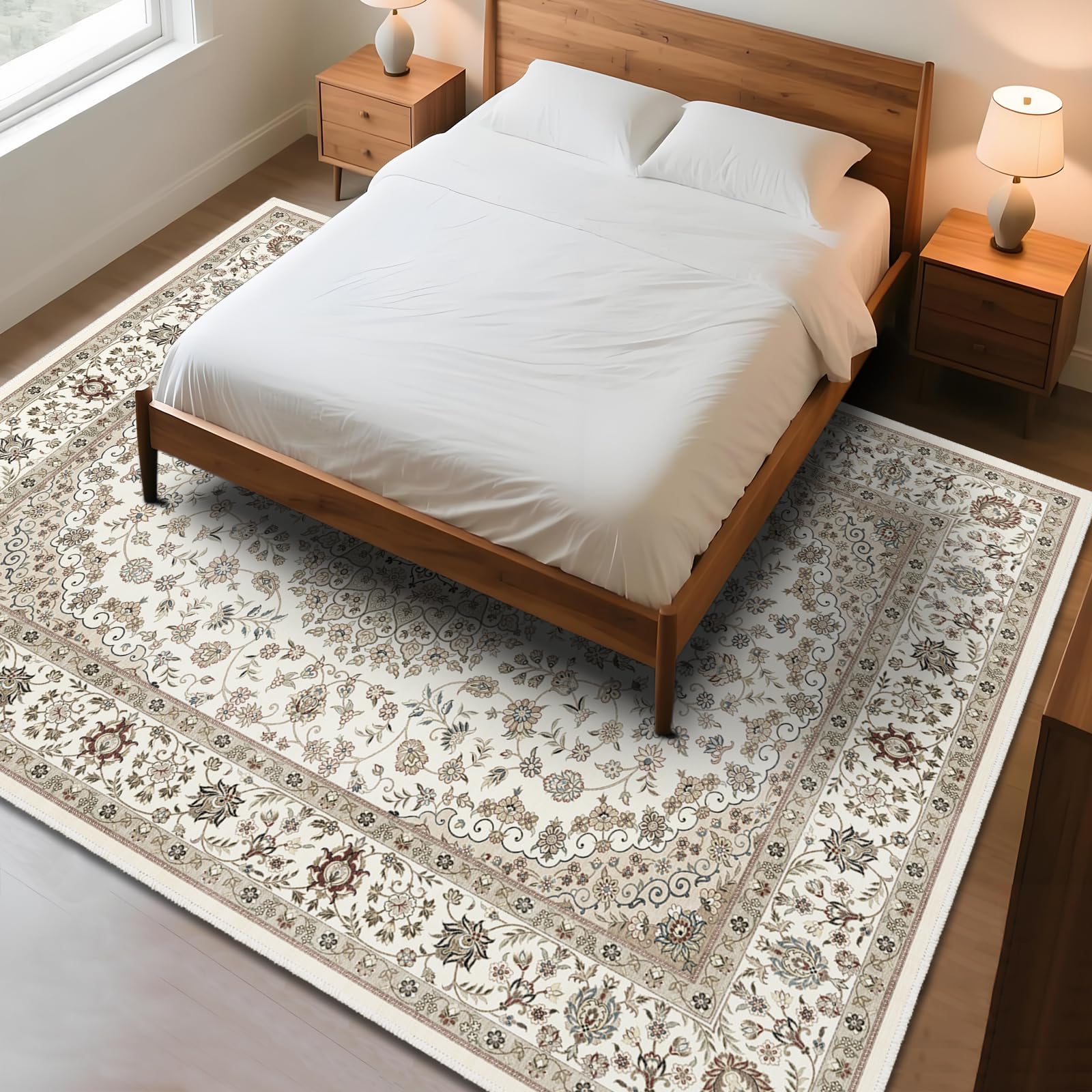 Amazon | FORTSEA 洗える ラグマット 200×250cm 3畳 ペルシャ風 花柄
