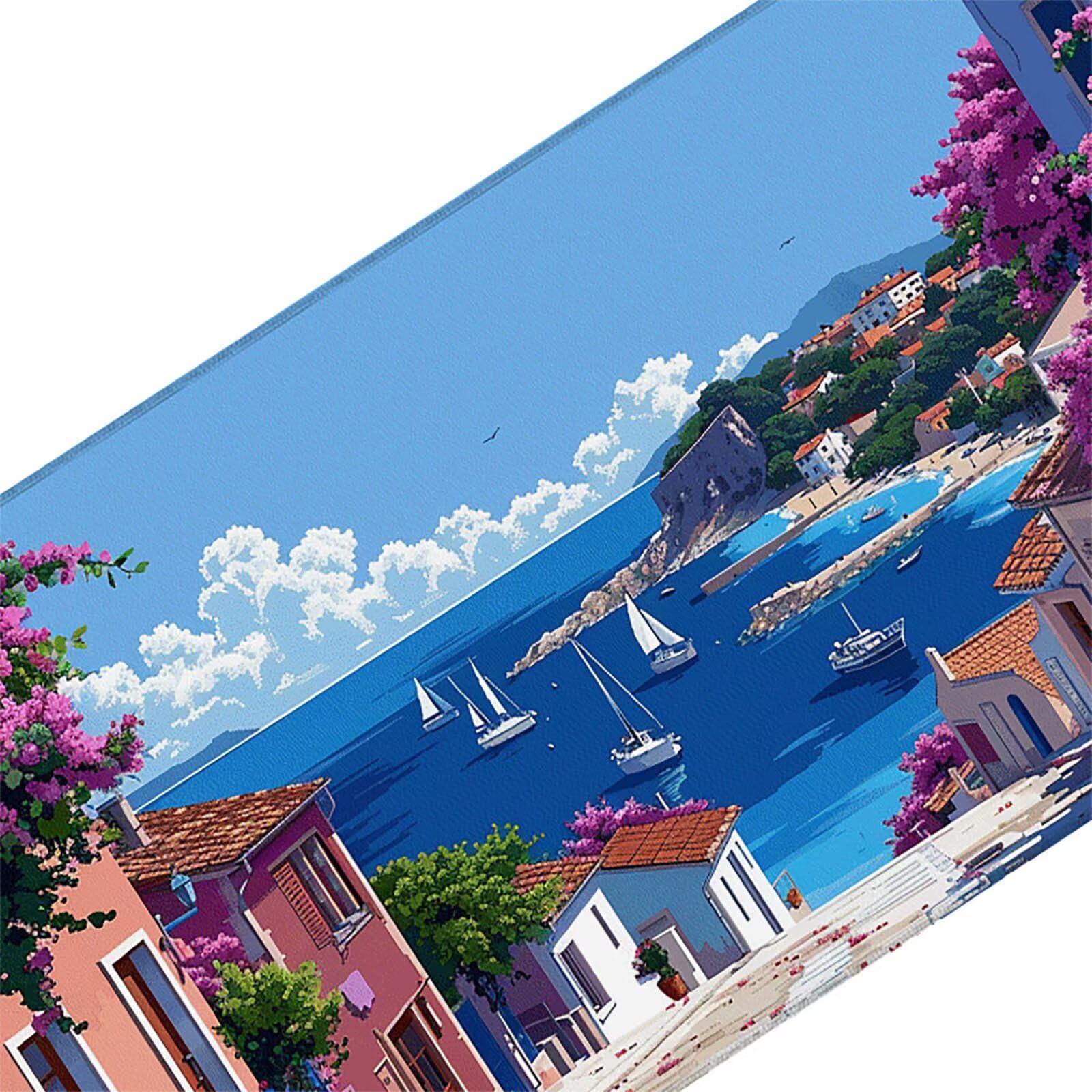 Paesaggio Tappetino Mouse Gaming xxl 1000 x 500 mm, Tappetino Scrivania Blu Con Bordi Cuciti, Presa Stabile su Superfici Lisce, Impermeabile Antiscivolo Mouse Pad per Gaming Accessori Regalo j2-152