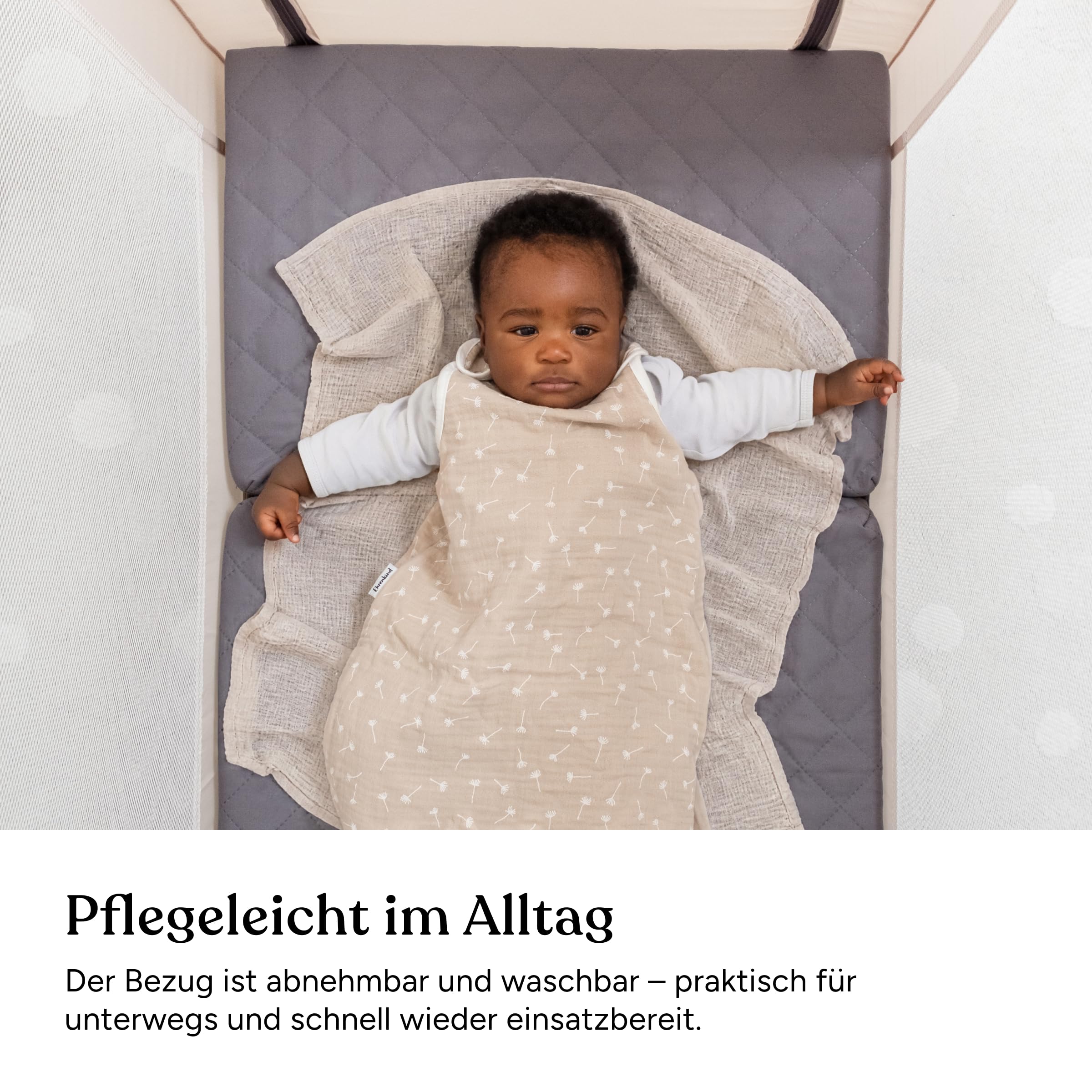 Ehrenkind® Reisematratze Go! | Reisebett Matratze 60 x 120 | Babymatratze 60x120cm | FALTBAR, aus hochwertigem Schaum mit waschbarem Hygienebezug in praktischer Tragetasche
