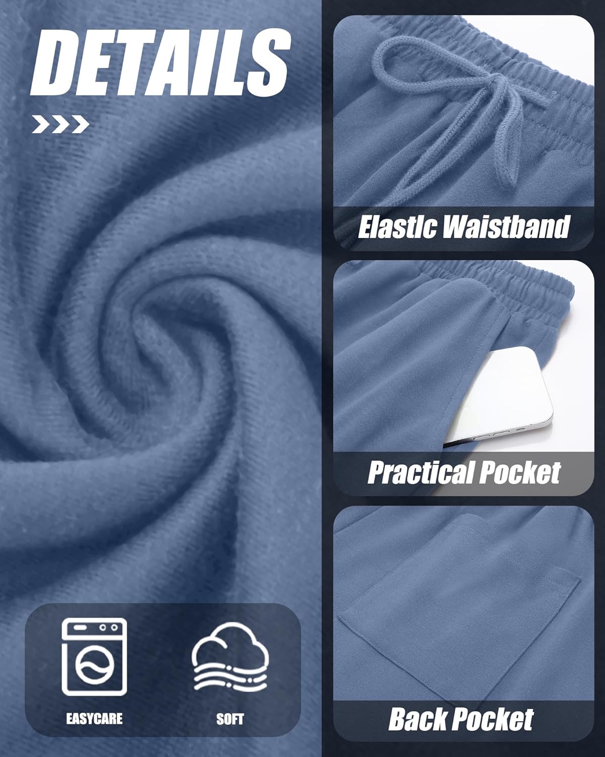 3 Pack Men's Big and Tall Sweatpants Athletic Workout Lounge Pants Plus Size Drawstring Joggers with 3 Pockets - Image 5