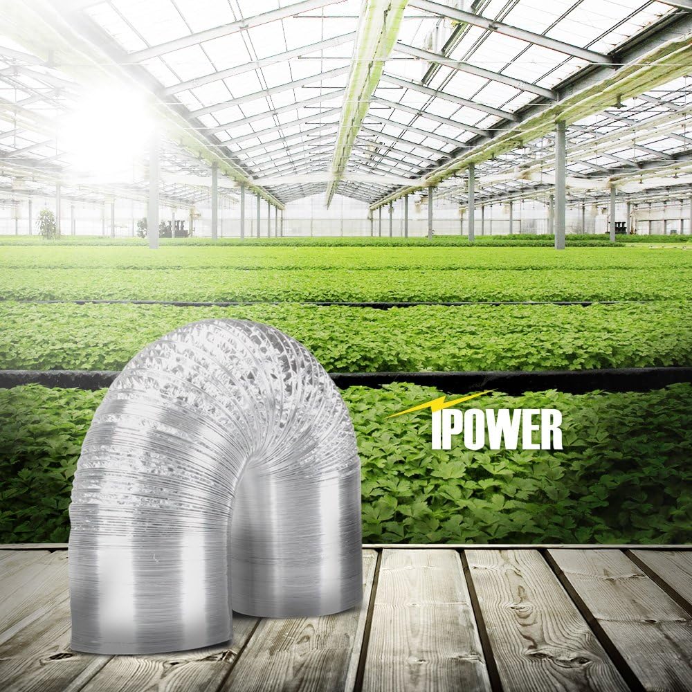 iPower GLDUCT4X8CX2 2-pack 4 Inch 8 Feet Non-Insulated Flex Air Aluminum Ducting Dryer Vent Hose for HVAC Ventilation, 4 Clamps included, white : Tools & Home Improvement