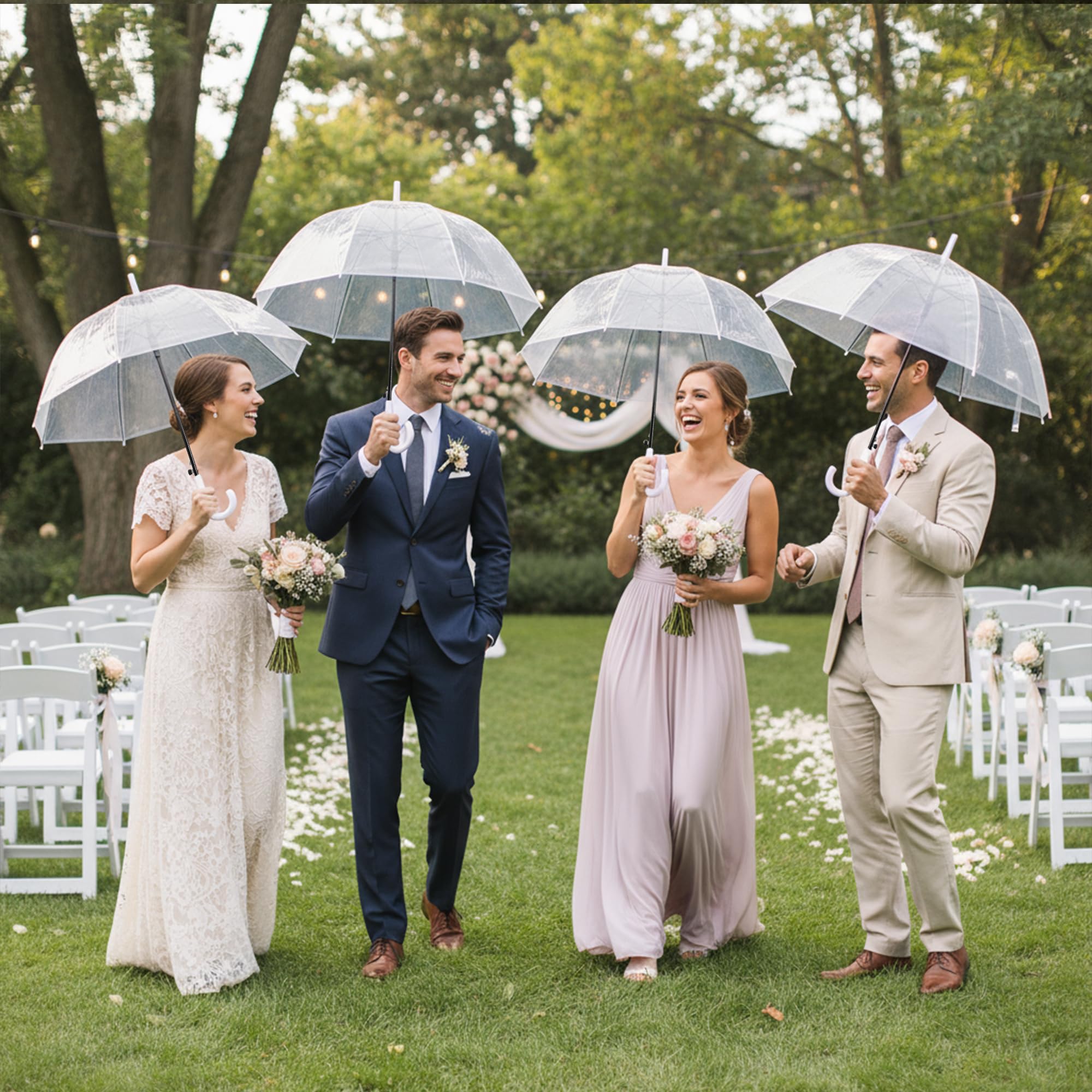 uyoyous 10pcs Einweg durchsichtig Stockschirme, Automatische transparent Regenschirm mit 8 Metal Schirmrippen Zerklüftet, Einzelschirm Ø 95 cm, Ein Personen Regenschirm